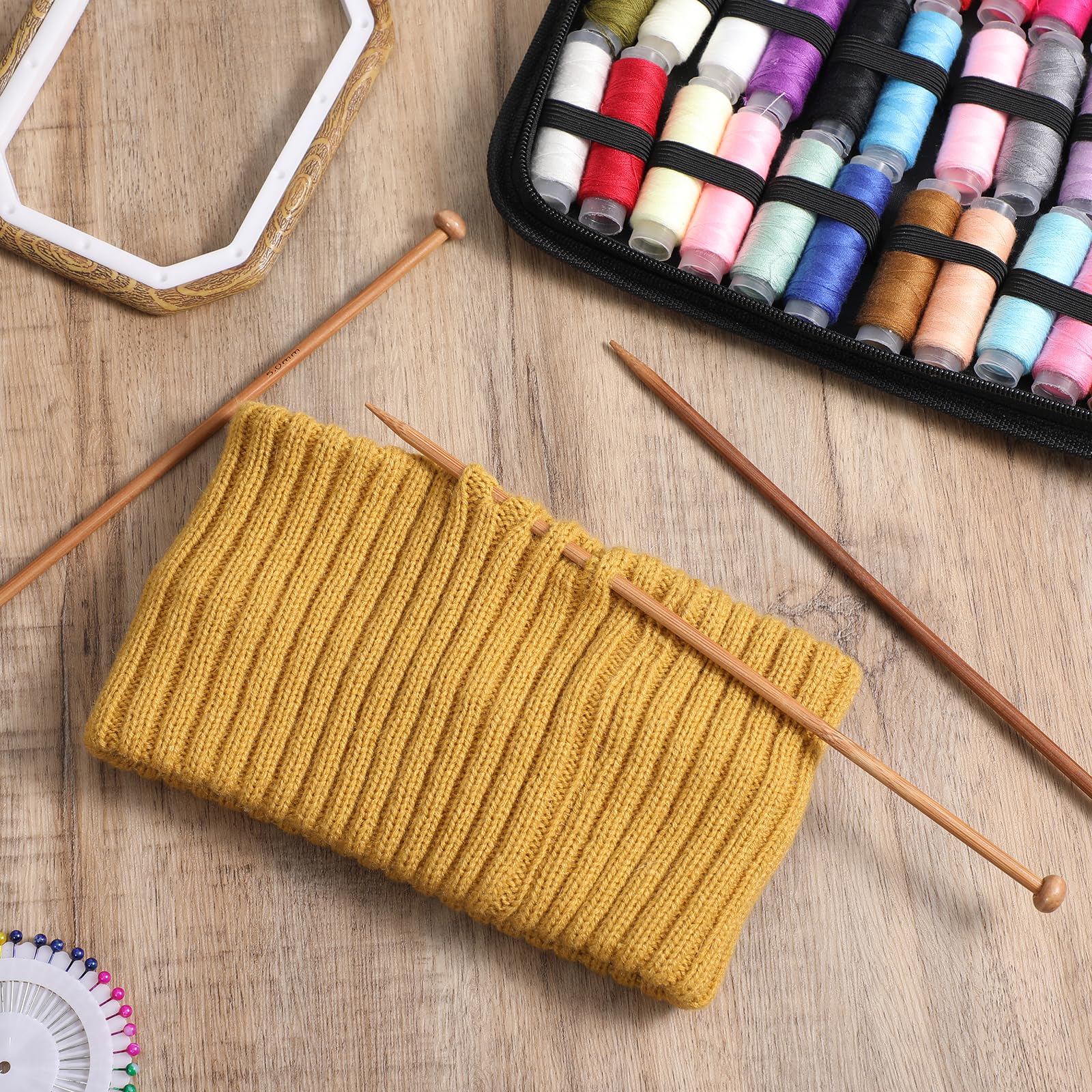 Ymapinc Holz-Stricknadeln, 25,4 cm lang, Bambus, 5 mm, gerade, einspitzig, für Socken, Pullover, Schals, Anfänger, Strickwerkzeuge, Muttergeschenk, 6 Stück