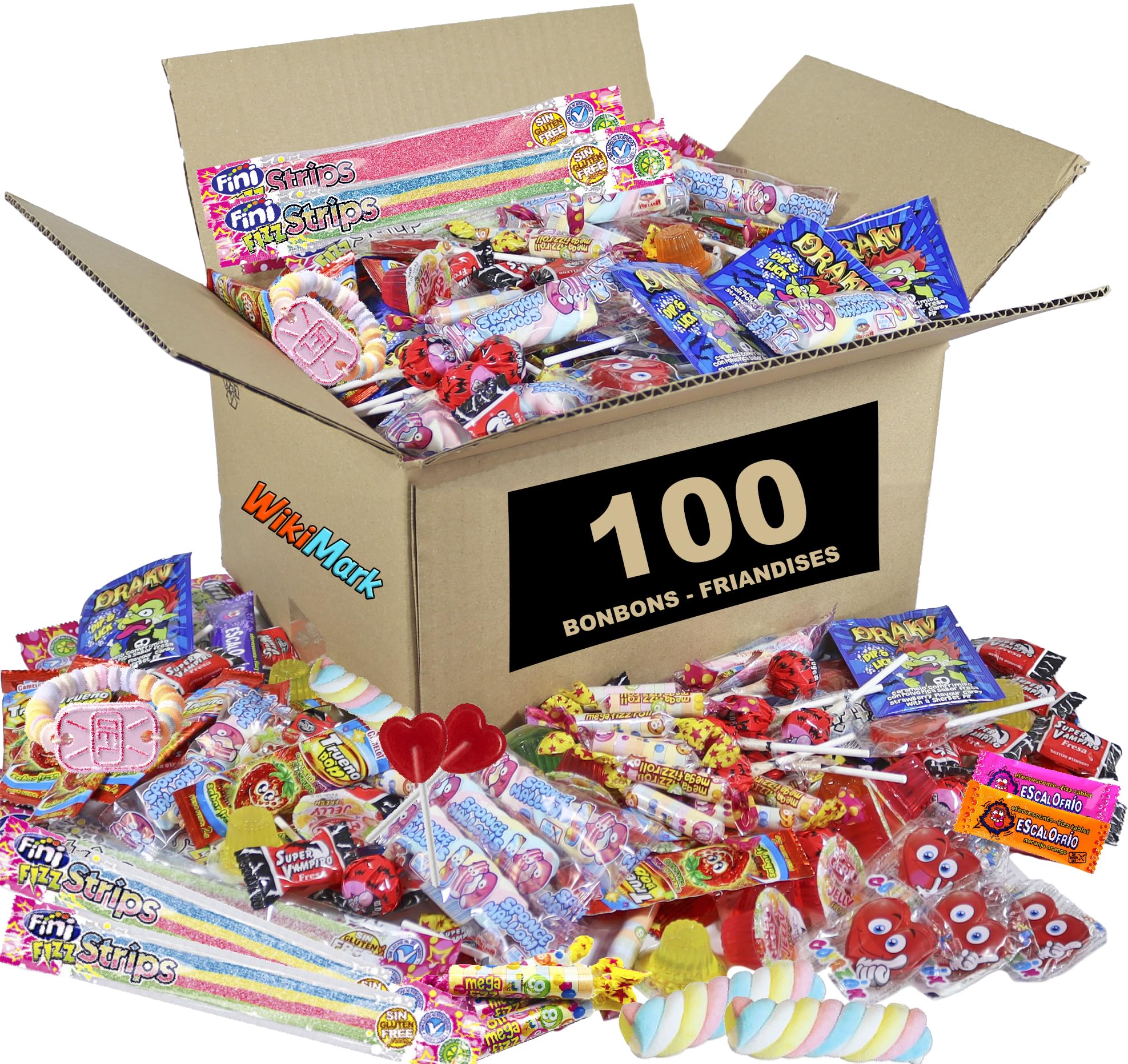 100 bonbons, friandises et bonbons remplis de piñata sans allergènes WikiMark - Pour remplir les sacs d'anniversaire, de fête, de Noël et d'Halloween. Sans gluten et sans lait.