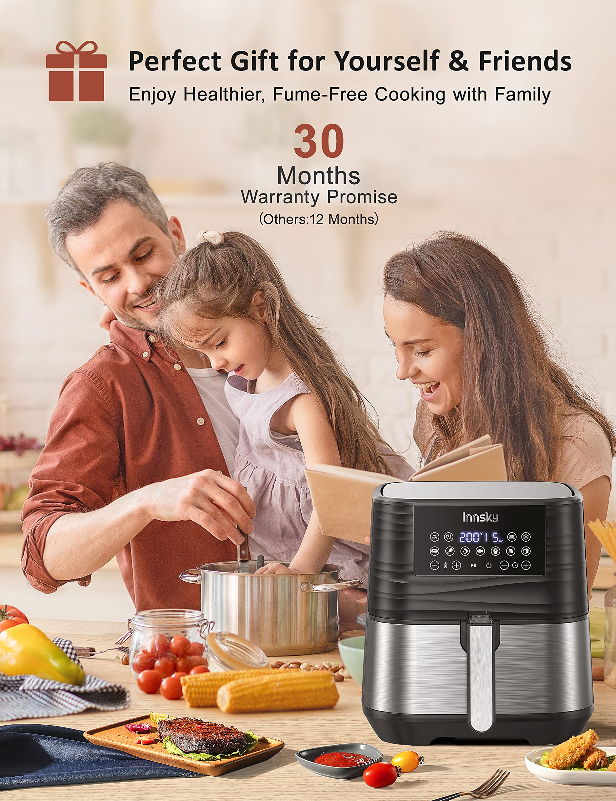 Innsky Air Fryer XL 5.8 QT, 【2021 Upgraded】 11 in 1 Oilless Air Fryers