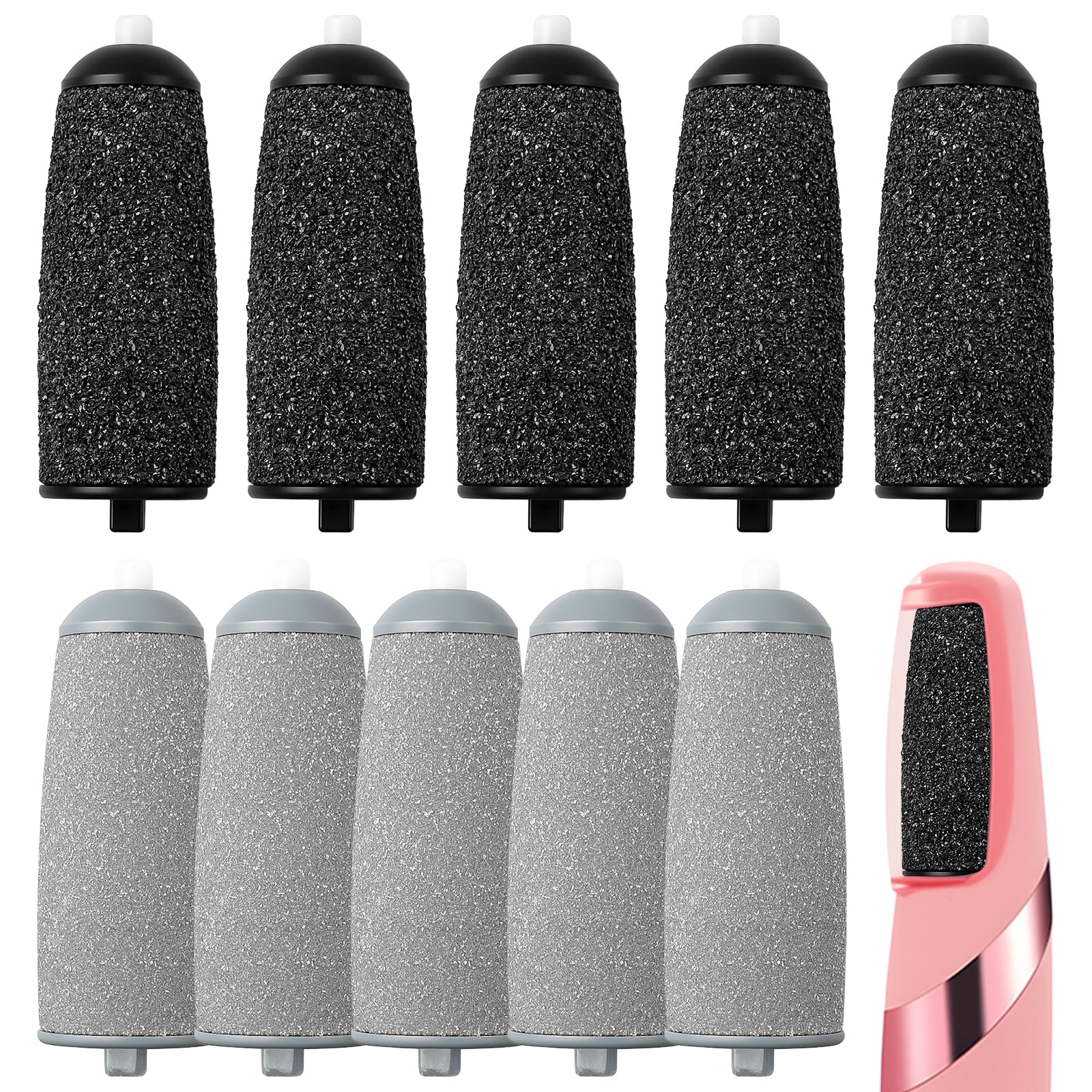 10 Pack Pedicures Replacement Heads, Electric Foot Callus Remover Roller Refills Include 5 Extra Coarse & 5 Regular Coarse Heads