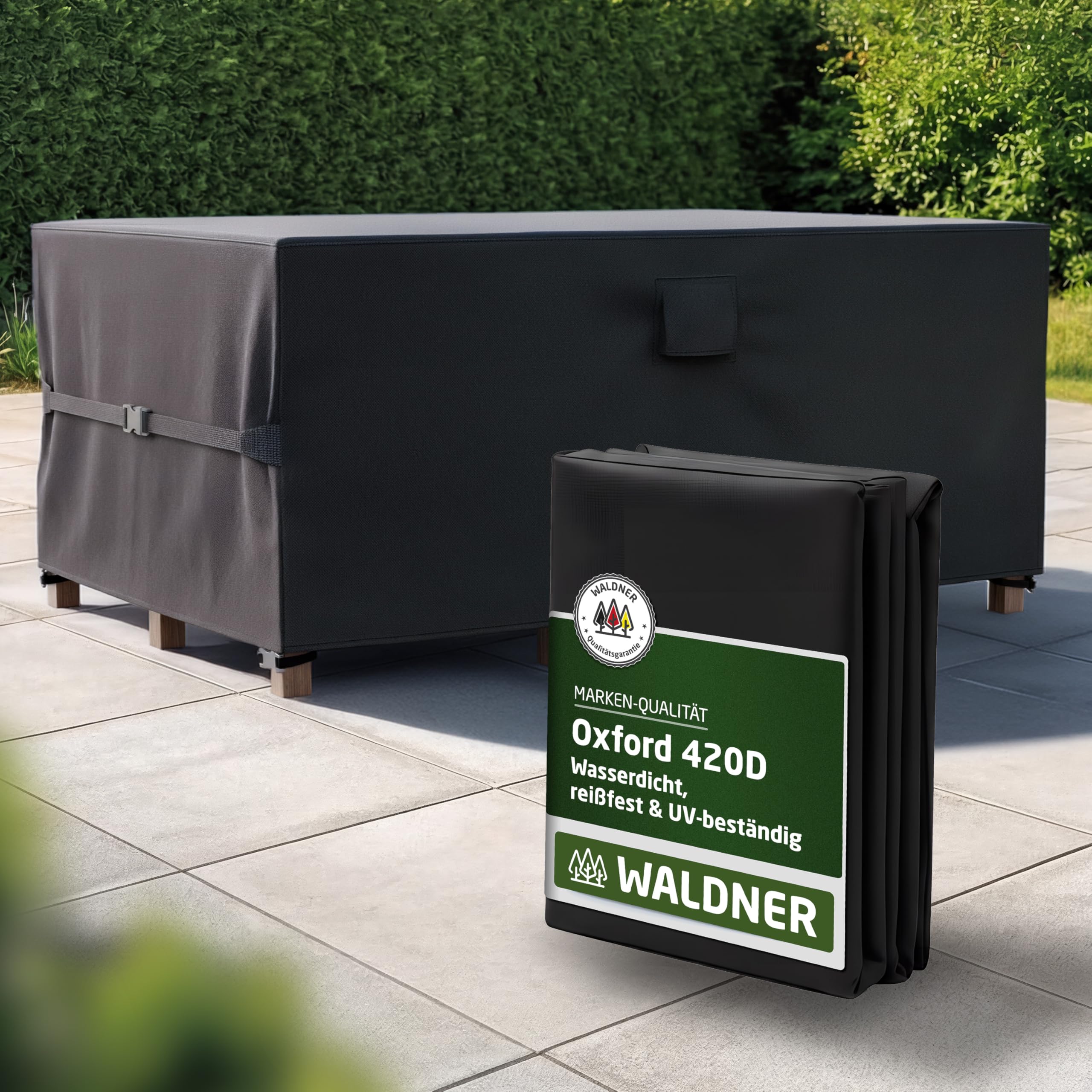 WALDNER Telo di copertura per mobili da esterni, resistente all'inverno, impermeabile, per mobili da giardino, per giardino, colore nero, 200 x 200 x 90 cm