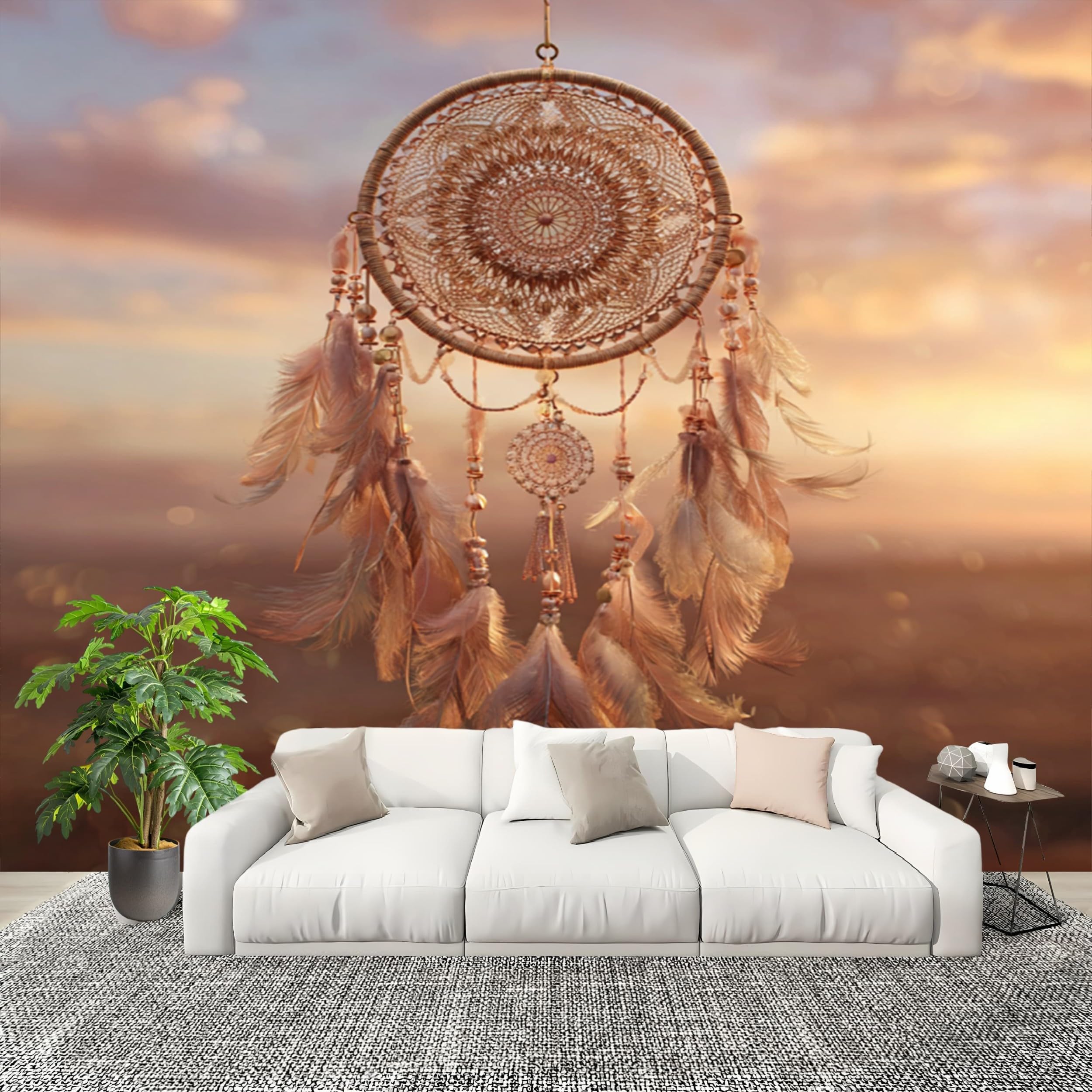 Vliestapete - Tapete 250x175 cm VerträUmt BöHmischer TraumfäNger Wasserdicht Fototapete - Schlafzimmer, Wohnzimmer, Hintergrund Braun Vlies Fototapete - Wandtapete Einfach zu Montieren