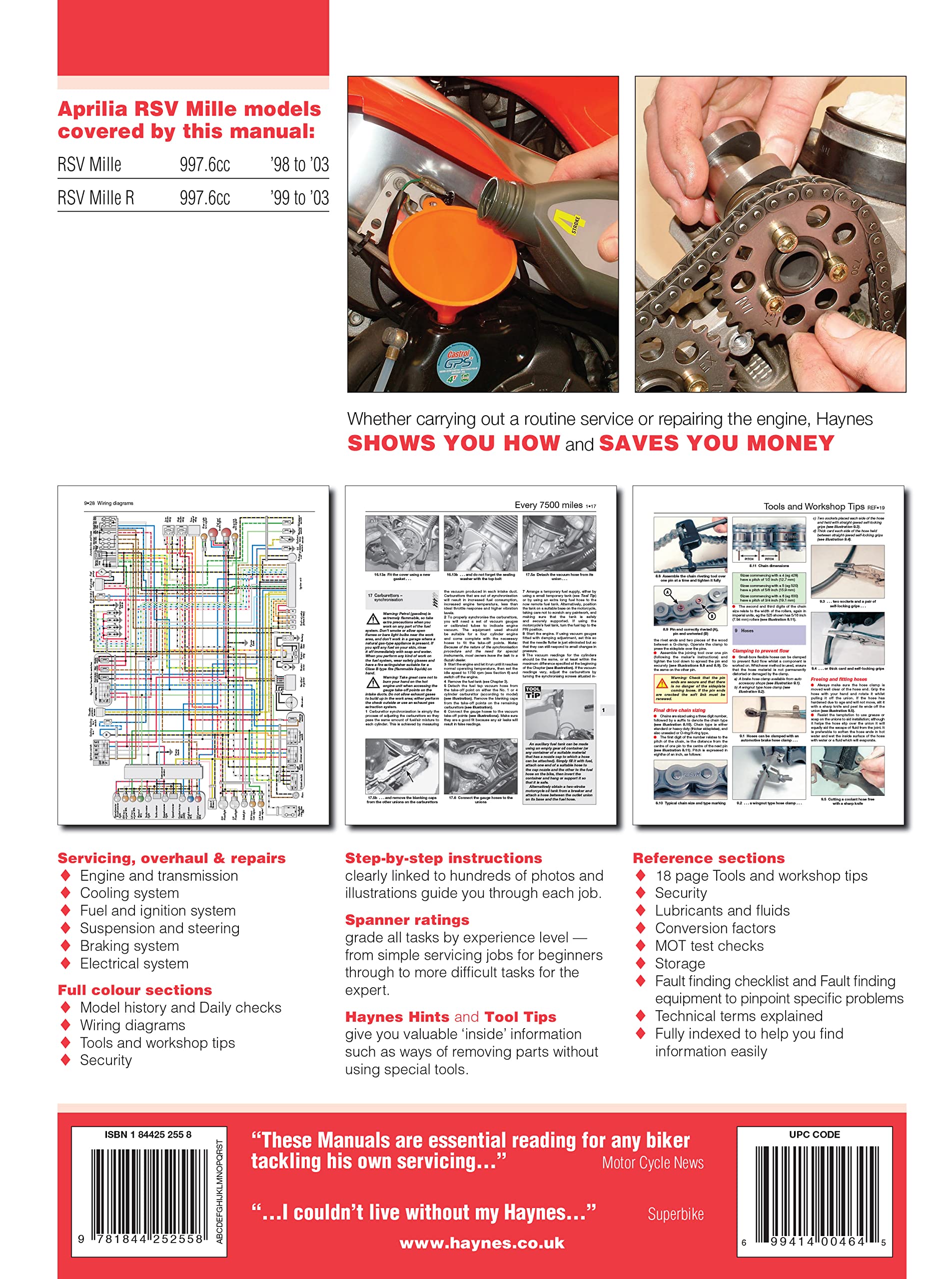 Aprilia RSV 1000 Mille (98 -03): 98-03 (Haynes Service & Repair Manual)