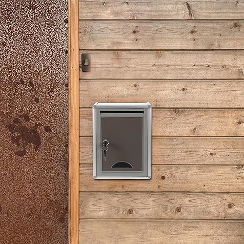 Miniatura 8 de STOBOK Caja Buzón Efectivo con cerradura Montaje en pared Correos Soportes de metal Poste ES Montaje en pared Sugerencia Montado en la pared Poste