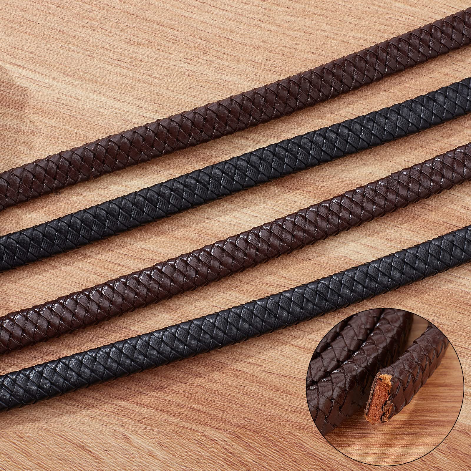 GORGECRAFT 5m x 10mm Platte Lederen Koord Lederen Strip 1mm Dikke Lederen Band Koeienhuid String Vlechten Draad Touw Voor Armbanden Ketting Sieraden