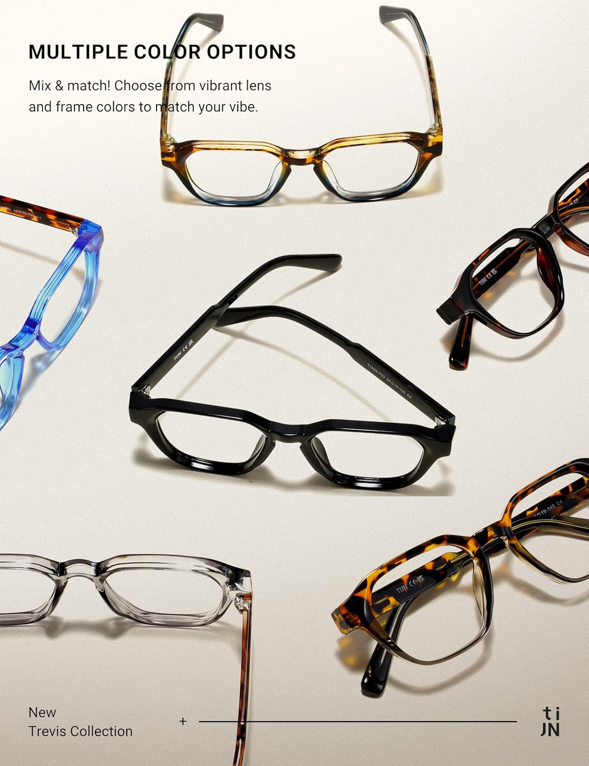 TIJN Blue Light Blocking Glasses, Anti Eyestrain UV Protection, TR90 Square Frame Glasses Chic Preppy Look for Women and Men - Image 7