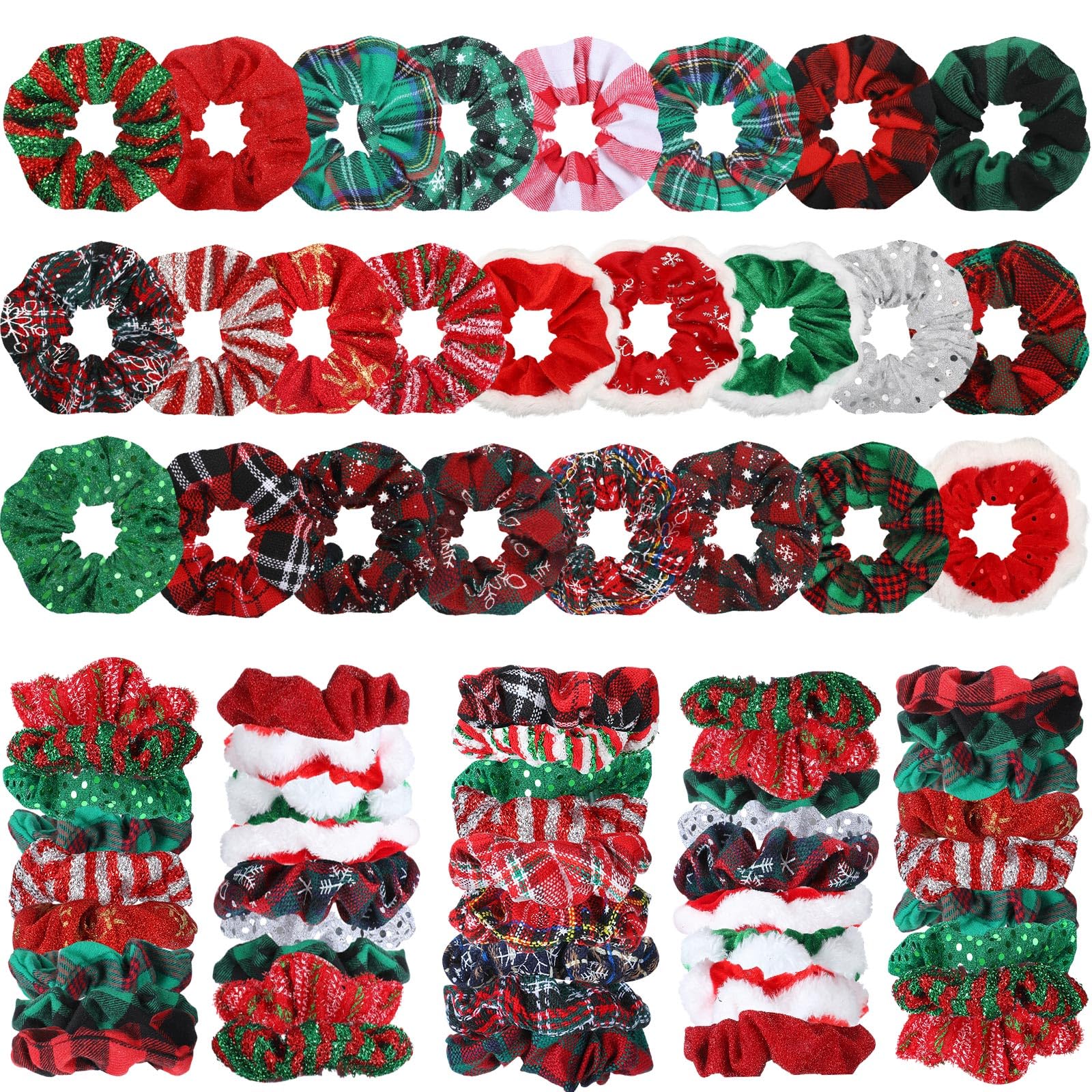 Giegxin 100 Pcs Christmas Hair Scrunchies Bulk Snowflake  display picture 3