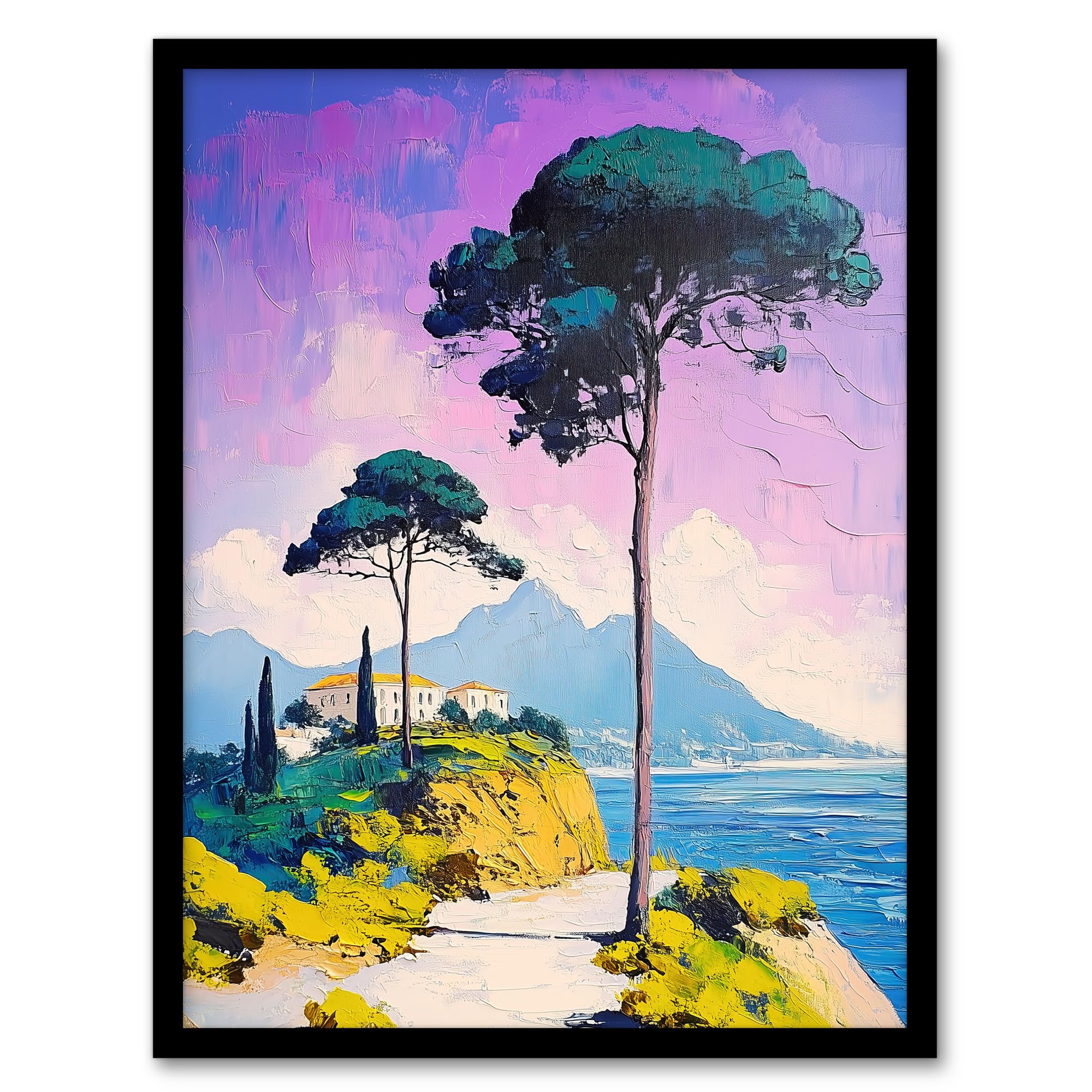 Artery8 Dawn Sky Over Cassis France Coastal Landscape Living Room Artwork Framed Wall Art Print 18X24 Inch