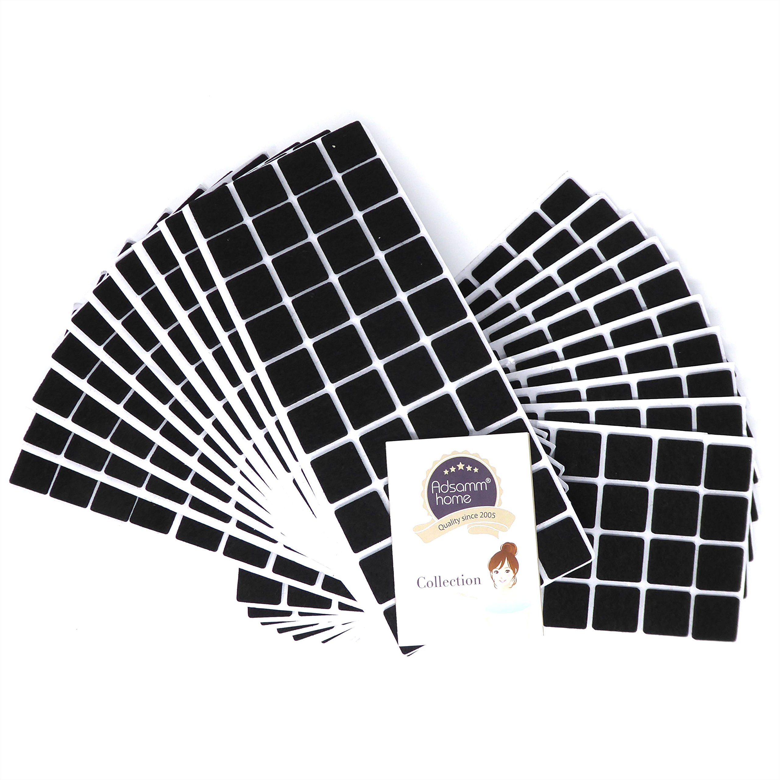 Adsamm® / 800 x deslizantes de Fieltro autoadhesivos/Negro / 25x25 mm/Cuadrado/Deslizantes de Fieltro para Muebles de 3,5 mm de Grosor/Deslizantes para Muebles y Suelos