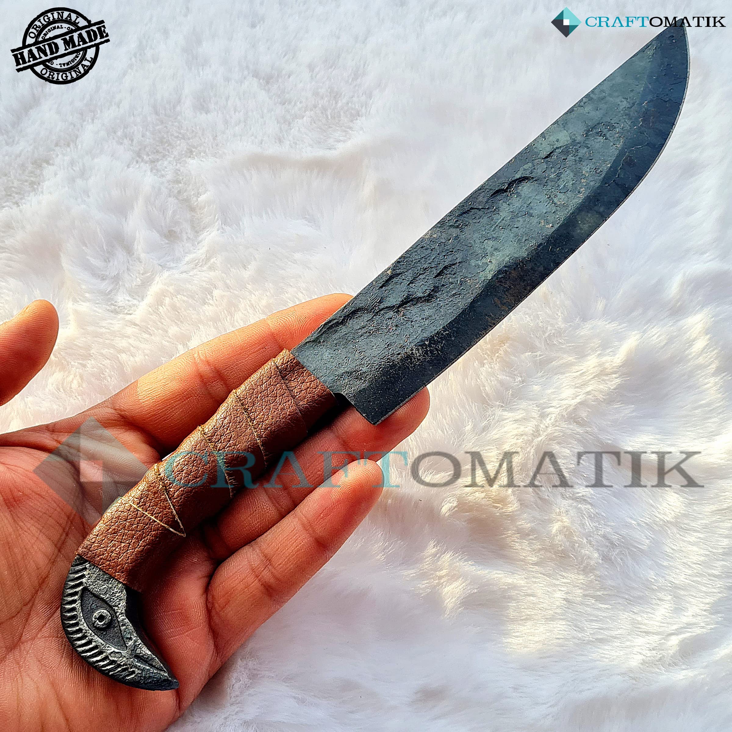 Couteau médiéval à tête d'oiseau | Couteau viking fait main | Couteau celtique pour jardin et camping avec étui en cuir | LARP | HFK27