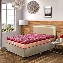 peps Springkoil Cozy Pillow Top 6 Inch Orthopedic Bonnell Spring Mattress | Medium Firm Back Support Bed | Queen Size (75X60 Inch)| Maroon | 7-Year Warranty