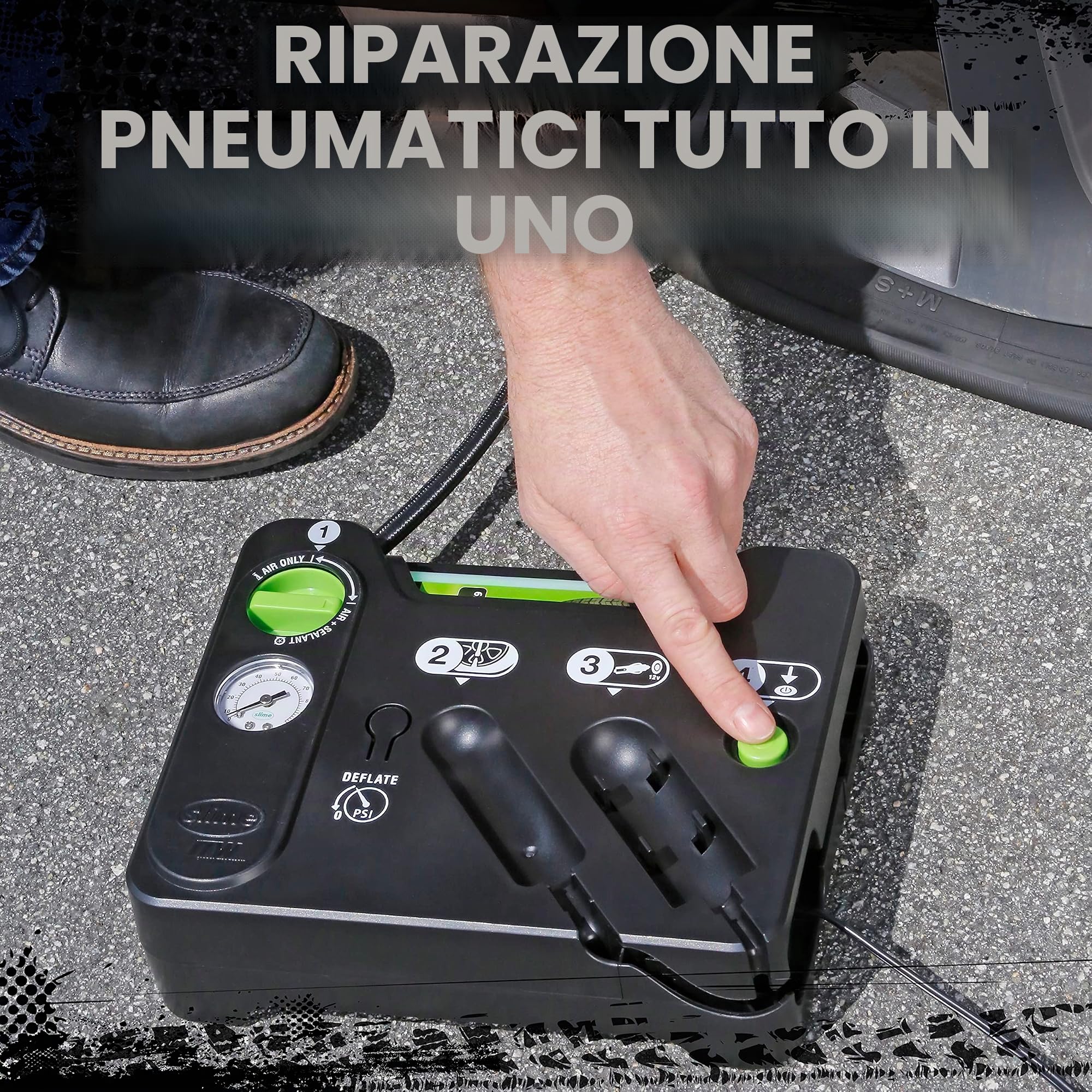 Slime 50129 Pneumatico Antiforatura, Kit di Emergenza, Contiene Sigillante e Compressore, per Auto e Altri Veicoli Stradali & 10180 Ricarica per Kit di Riparazione Pneumatico Antiforatura