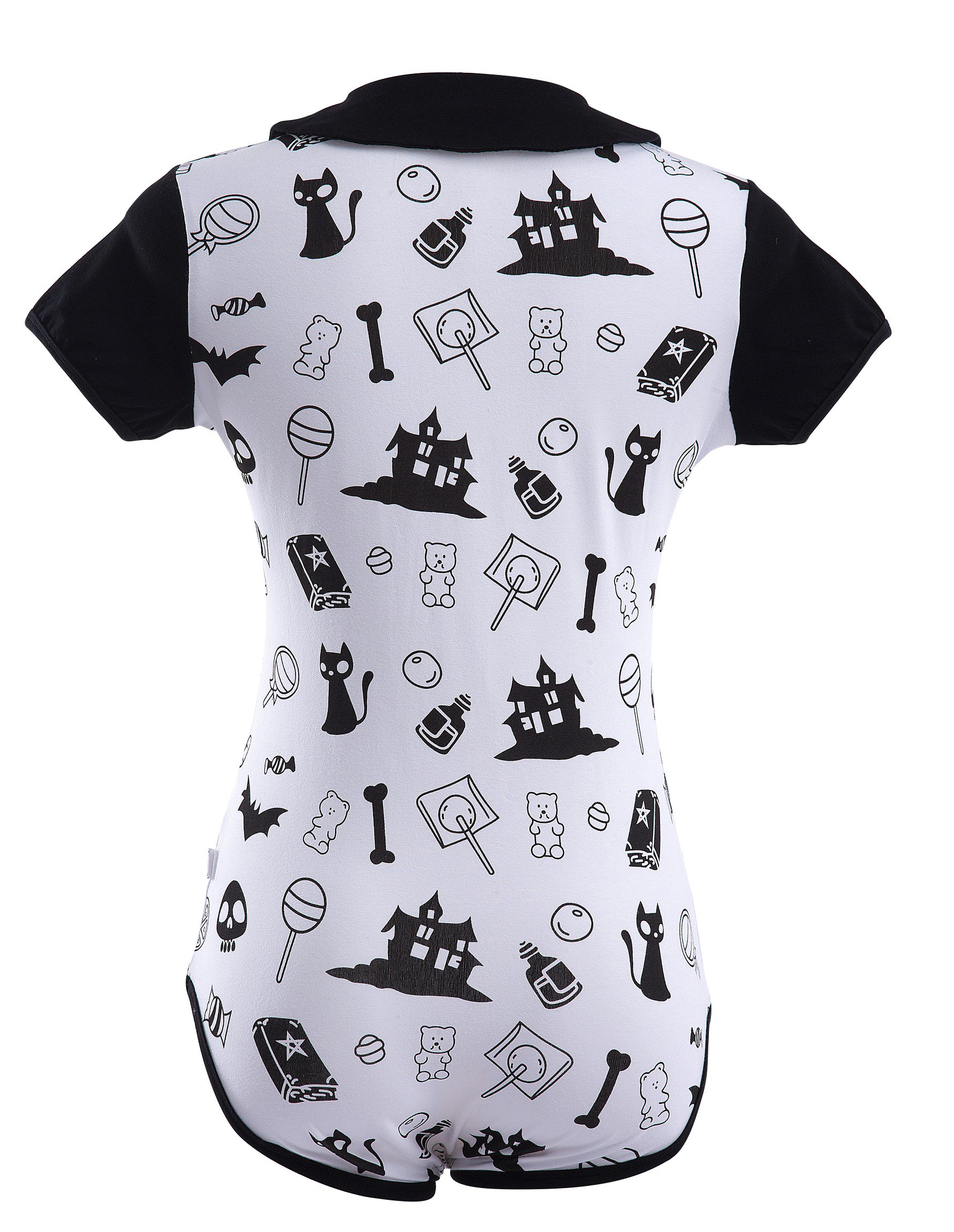 LittleForBig Dorośli Baby miłośnik pieluszek (ABDL) zatrzas w komkroku jednoczęściowy śpioszki-Halloween