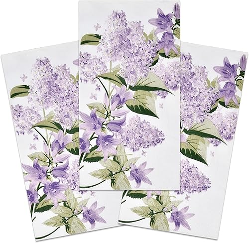 Miniatura 4 de Gift Boutique 100 servilletas de papel desechables de flores de lavanda moradas, servilletas de mano de papel para primavera, baño, tocador,