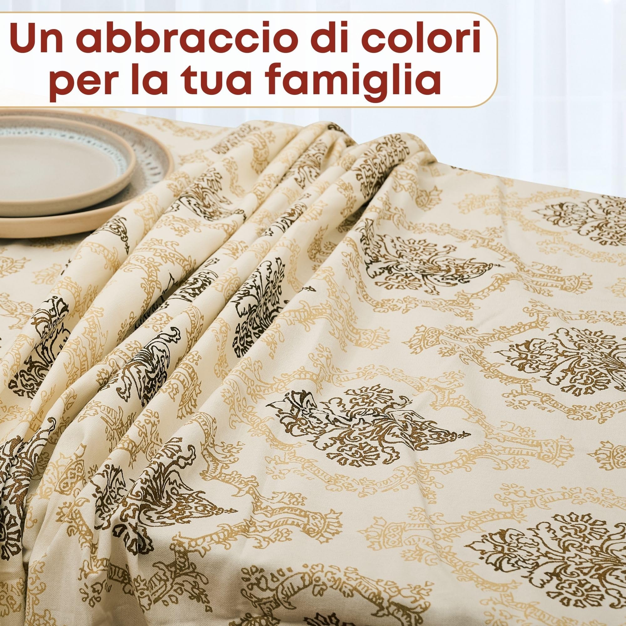 NAMAI - Set 9 Pezzi Danubio Blu Lurex, 100% Cotone, Lavabili in Lavatrice, Resistenti al Calore, Tovaglia Cotone 140x180, Runner Tavolo, Set Presine da Cucina e Strofinacci (Set Con Tovaglia 140x180)