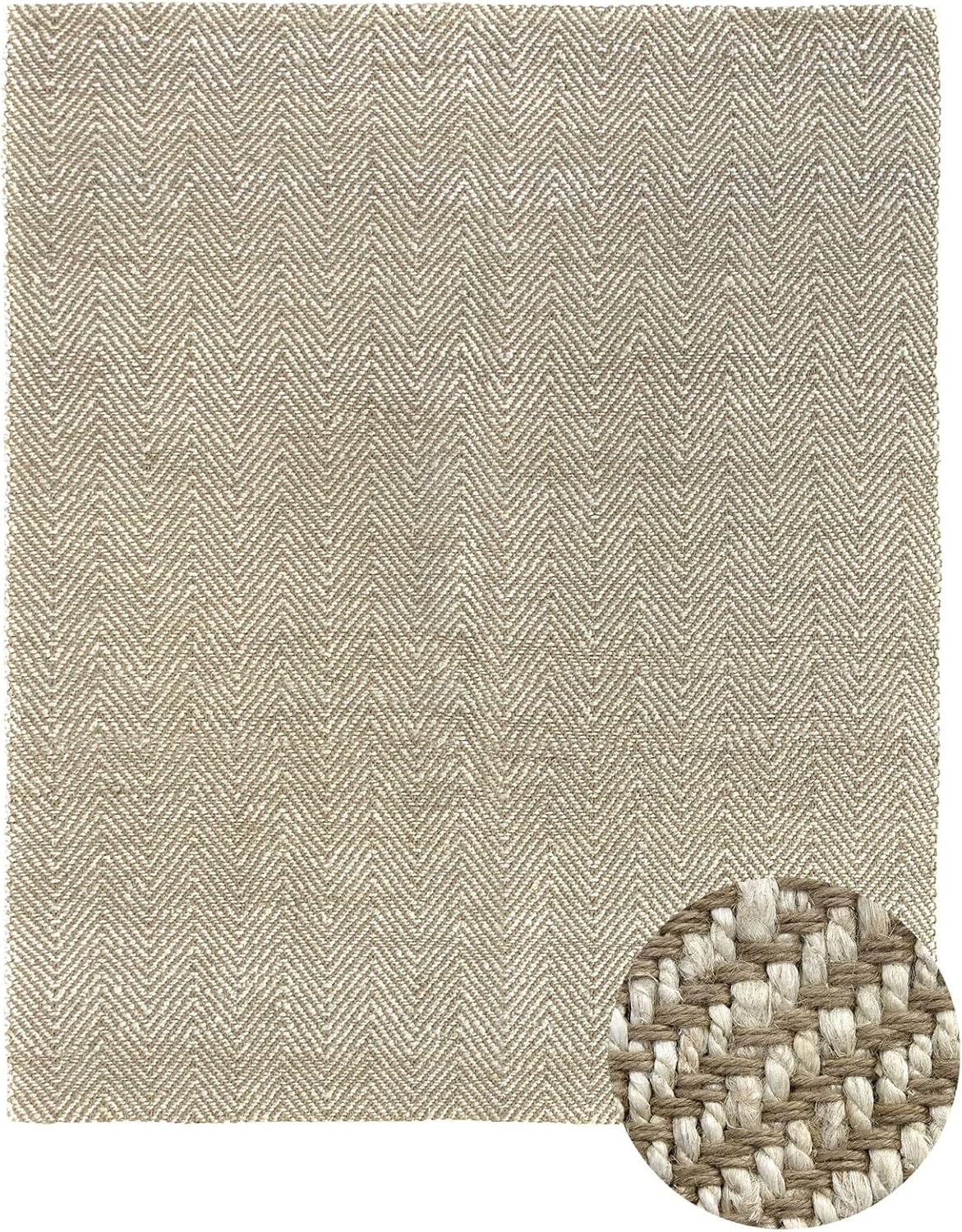 HAMID - Alfombra de Yute Alcázar - 100% Fibra de Yute Natural - Alfombra Suave - Tejida a Mano - Alfombra de Salón, Comedor, Dormitorio, Pasillos, Entrada - (Blanco, 250x200cm)
