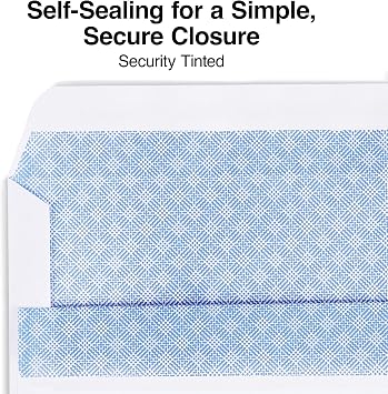 Staples #10 Security-Tinted Business Envelopes, White, Self-Seal, 1000ct