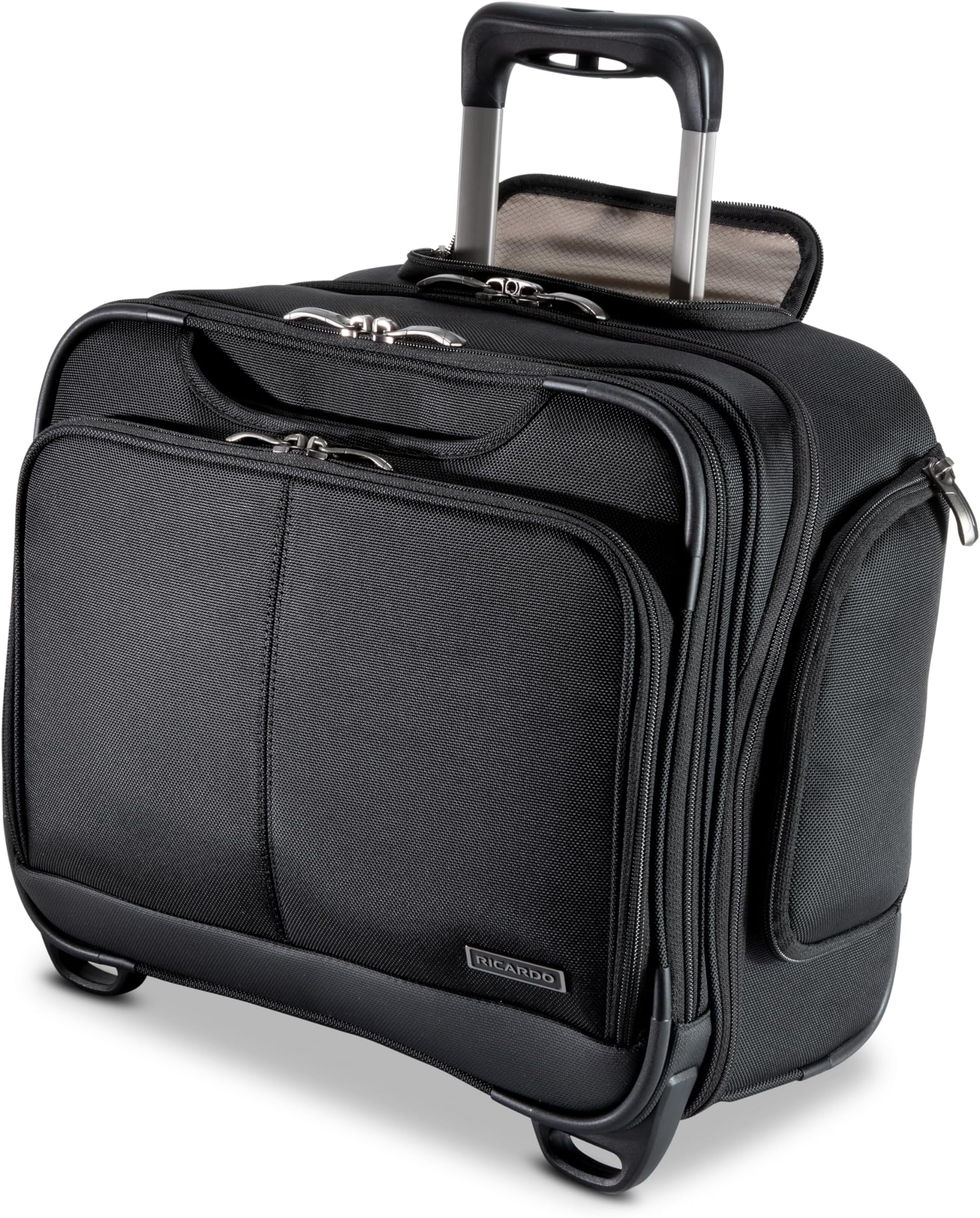 Ricardo Beverly Hills Flight Essentials Softside Wheel-A-Board Bag, Rolling Laptop Carry-On Luggage, Durable Ballistic Nylon Fabric, Water and Stain Resistant, Men and Women, 16.5-Inches Wide, Black,