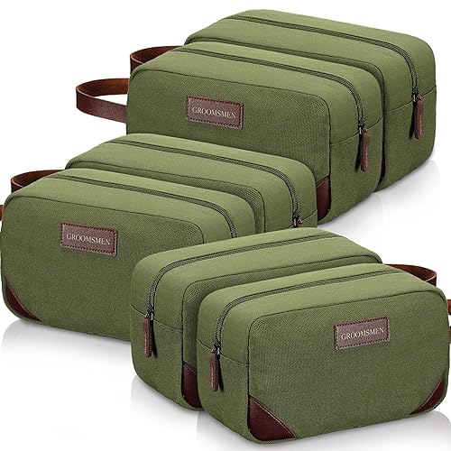Eccliy Juego de 6 bolsas de aseo para padrinos de boda, bolsa de aseo para hombre, bolsa de aseo de viaje, bolsa de baño, resistente al agua, para