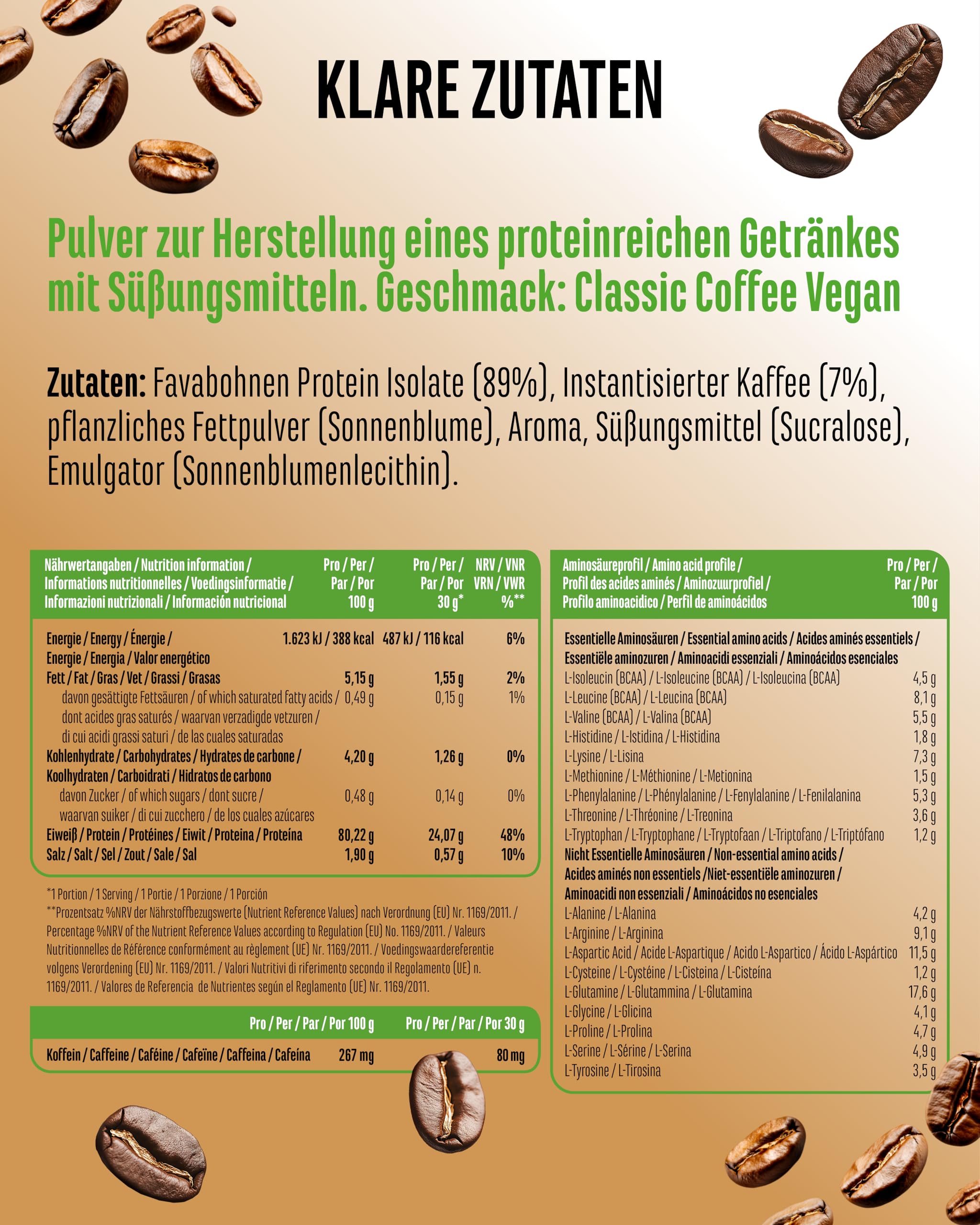 vit4ever Barista Protein Coffee – Cremiger pflanzlicher Protein-Kaffee mit echtem Kaffee & Koffein, wenig Zucker & Fett, ohne Soja – 908 g, Classic Pflanzenproteine Vegan | 24g Protein & 80mg Koffein pro Portion, mit echtem Kaffee, Favabohnen-Protein, ohn