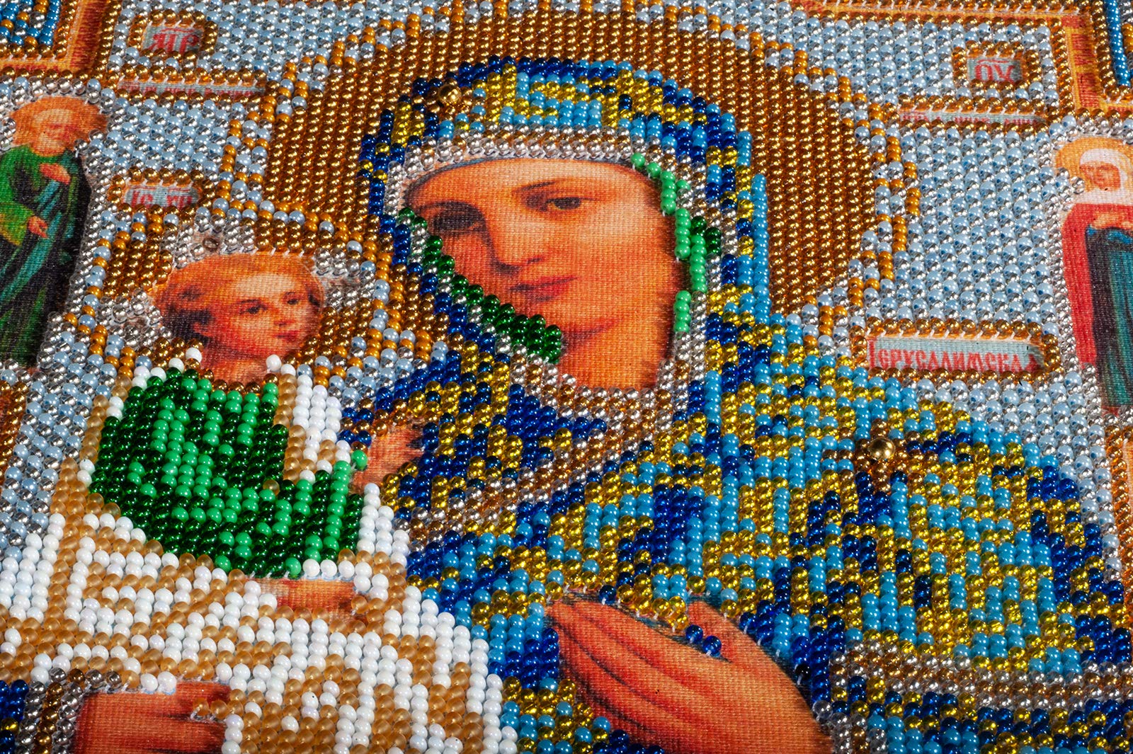 Zestaw do haftowania koralików RTO DIY Ikona Matka Boża Jerozolimska 20 cm x 23,9 cm Kolor Płótno Zestaw Igła Przewodnik Początkujący