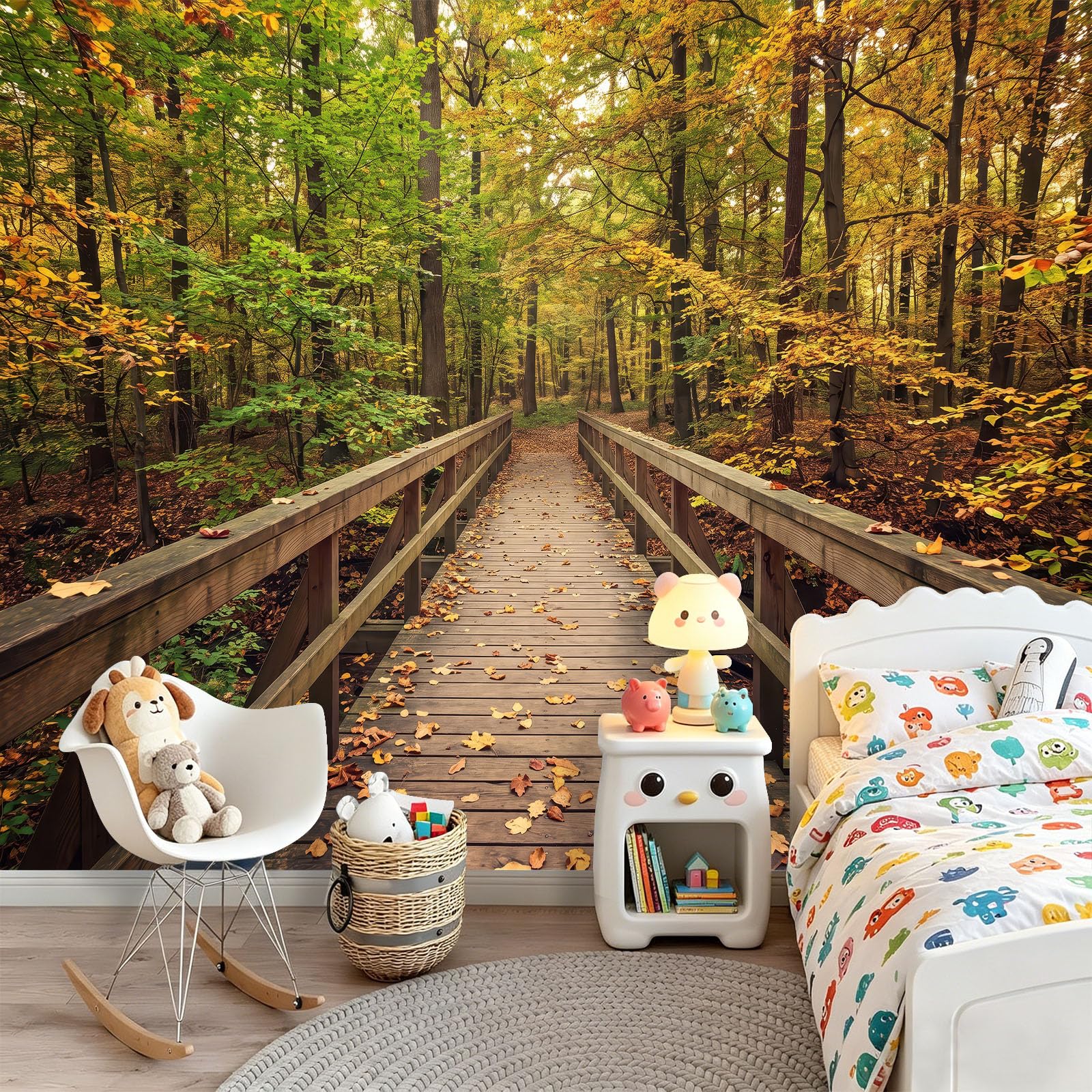 Vlies Fototapete 3D Natur Herbst Wand Tapete Gelbgrün 350 x 256 cm