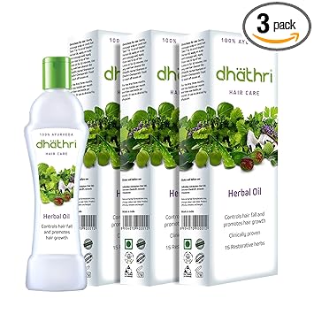 Dhathri Hair Care Herbal Oil | Ayurvedic hair oil for hair growth| Controls hair fall and promotes hair growth - 100 ml (Pack of 3)