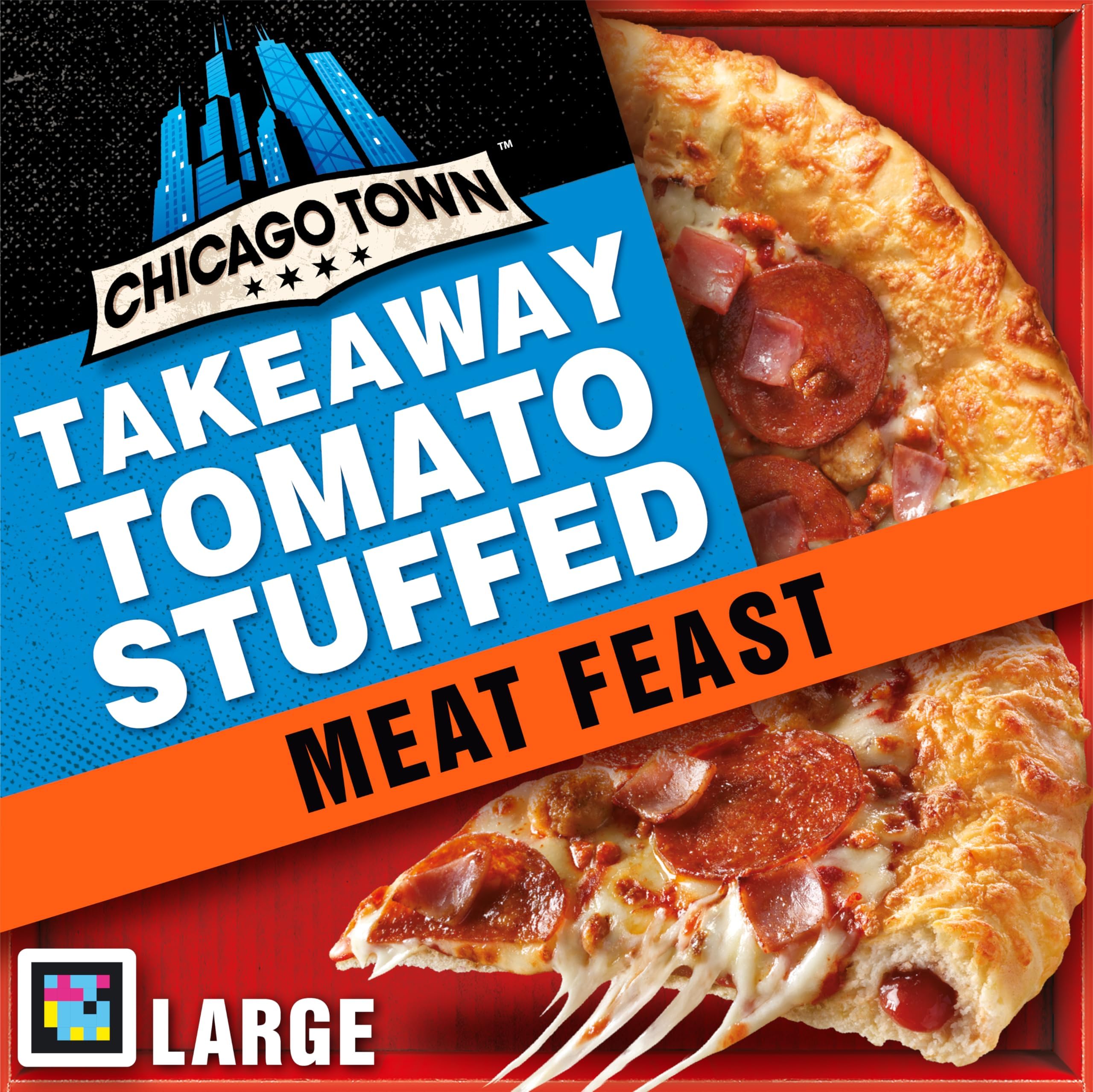 Chicago Town Takeaway Large Tomato Sauce Stuffed Crust Magnificent Meat Feast Pizza, 640g (Frozen)