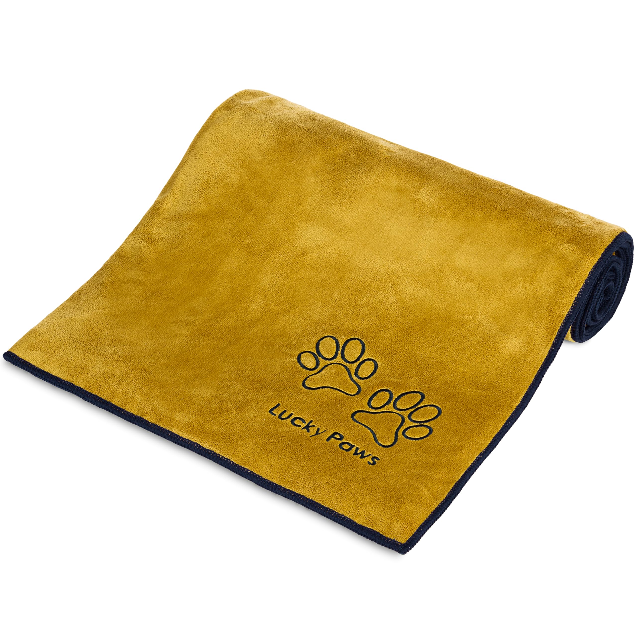 Lucky Paws UK Dog Towel Extra Large 140x70cm Dog Towels Super Absorbent, Luxuriously Soft, Fast Drying Dog Towels for Drying Dogs Premium Microfibre Dog Towel (Pack of 1, Ochre) - Image 3