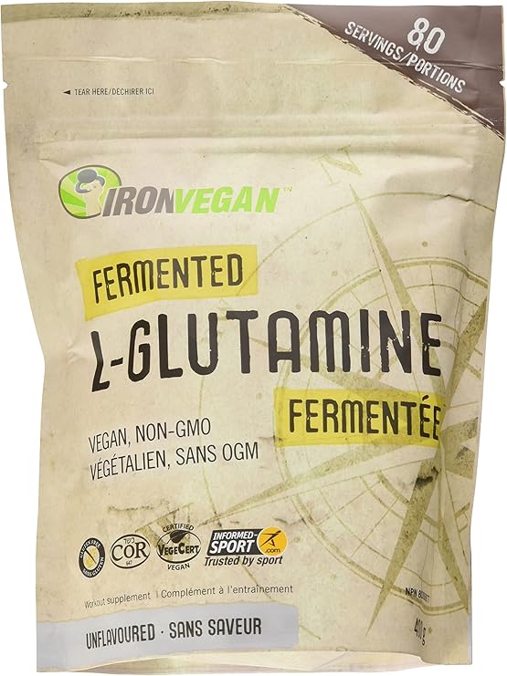 Iron Vegan Fermented Lglutamine Powder, Unflavoured, 400g Vegan, plantbased, kosher, gluten