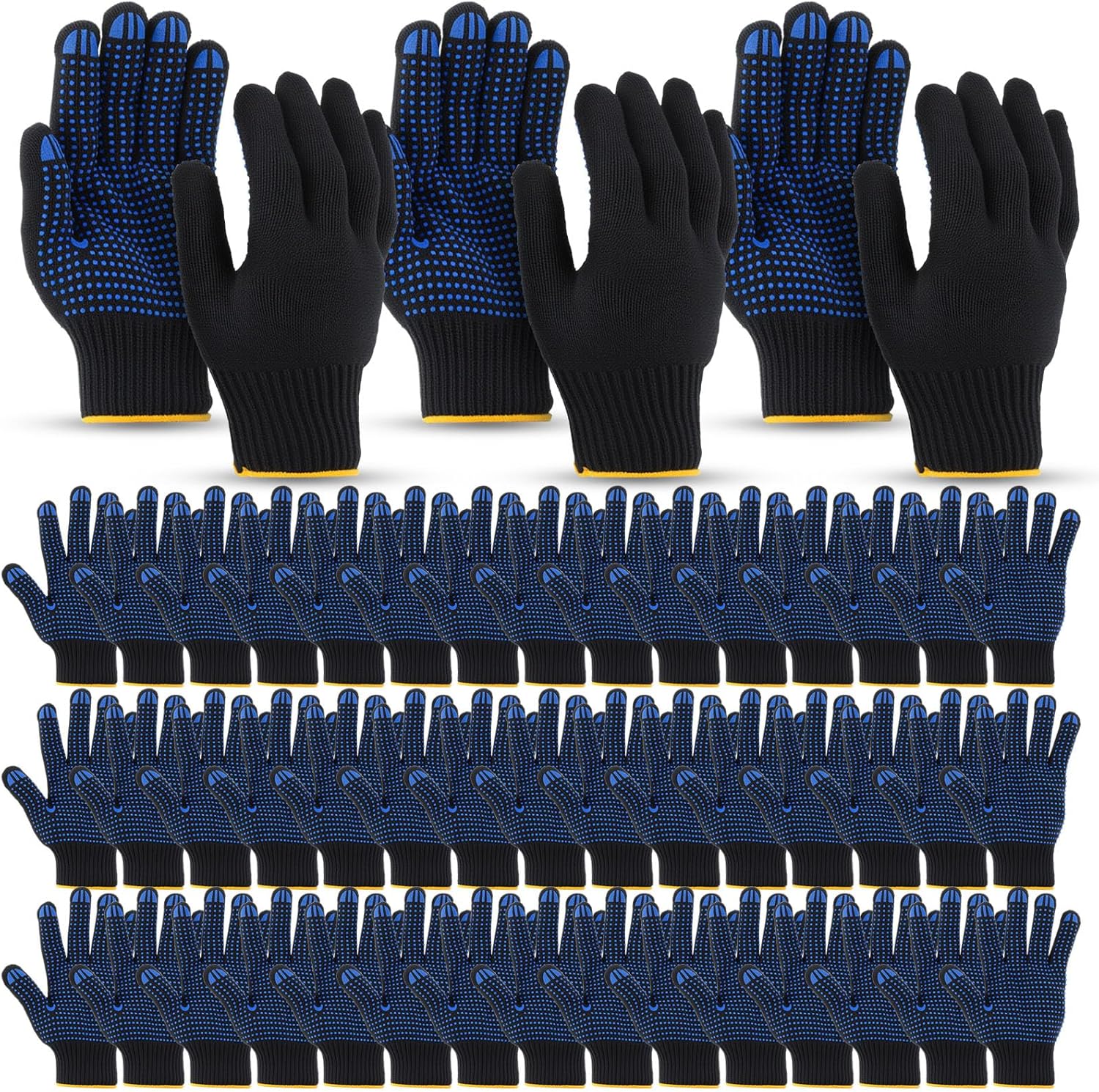 60 Pairs Cotton Work Gloves Bulk with Anti-slip Dots Polyester Knit Gloves For Men Women Safety Protection