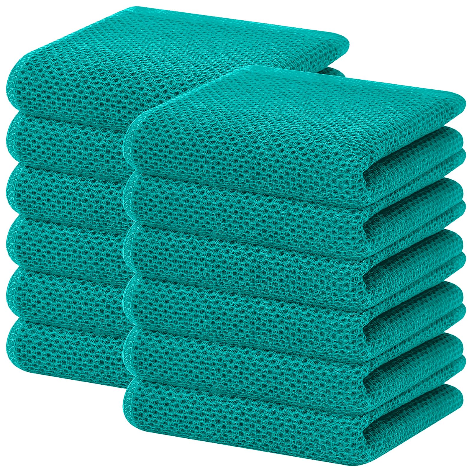 Homaxy 100% Cotton Waffle Weave Kitchen Dish Towels 12-Pack, Teal