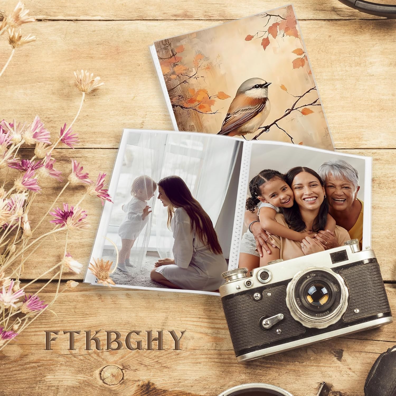 Photo Album 4x6, Vintage Fall Bird 18 Pockets Small Picture, Bird Lovers Gifts Memory Book Photo Album Keepsake for Graduation Wedding Anniversary Travel Vacation