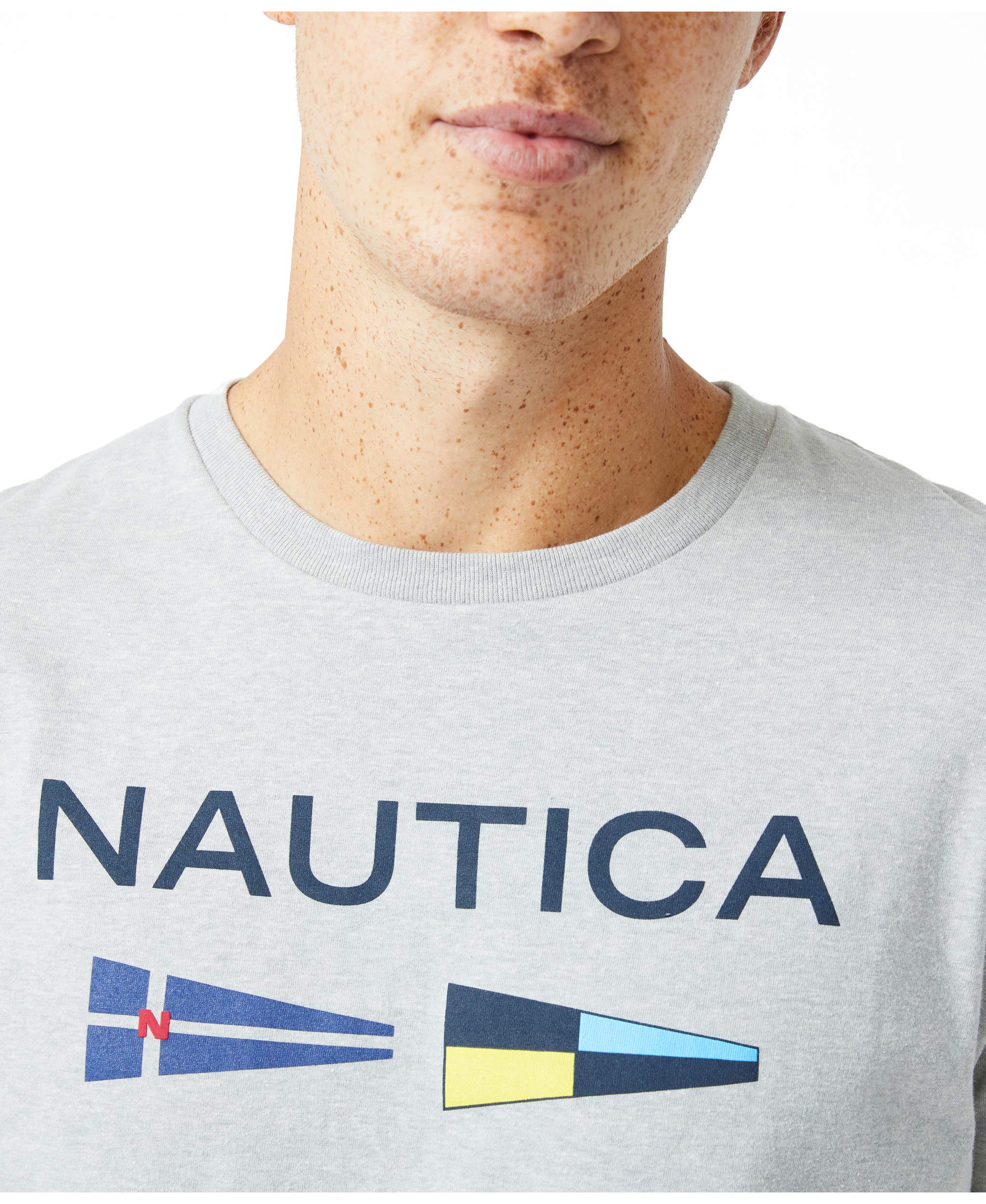 Nautica Men's Sustainably Crafted Logo Signal Flag Graphic T-Shirt Camiseta Hombre