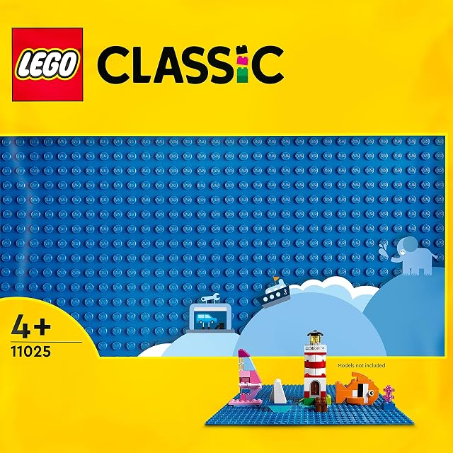LEGO 11025 Classic Niebieska Płytka Konstrukcyjna pod Klocki, Pomysł na Prezent na Urodziny lub Mikołaja dla Chłopców i Dziewczynek od 4 lat