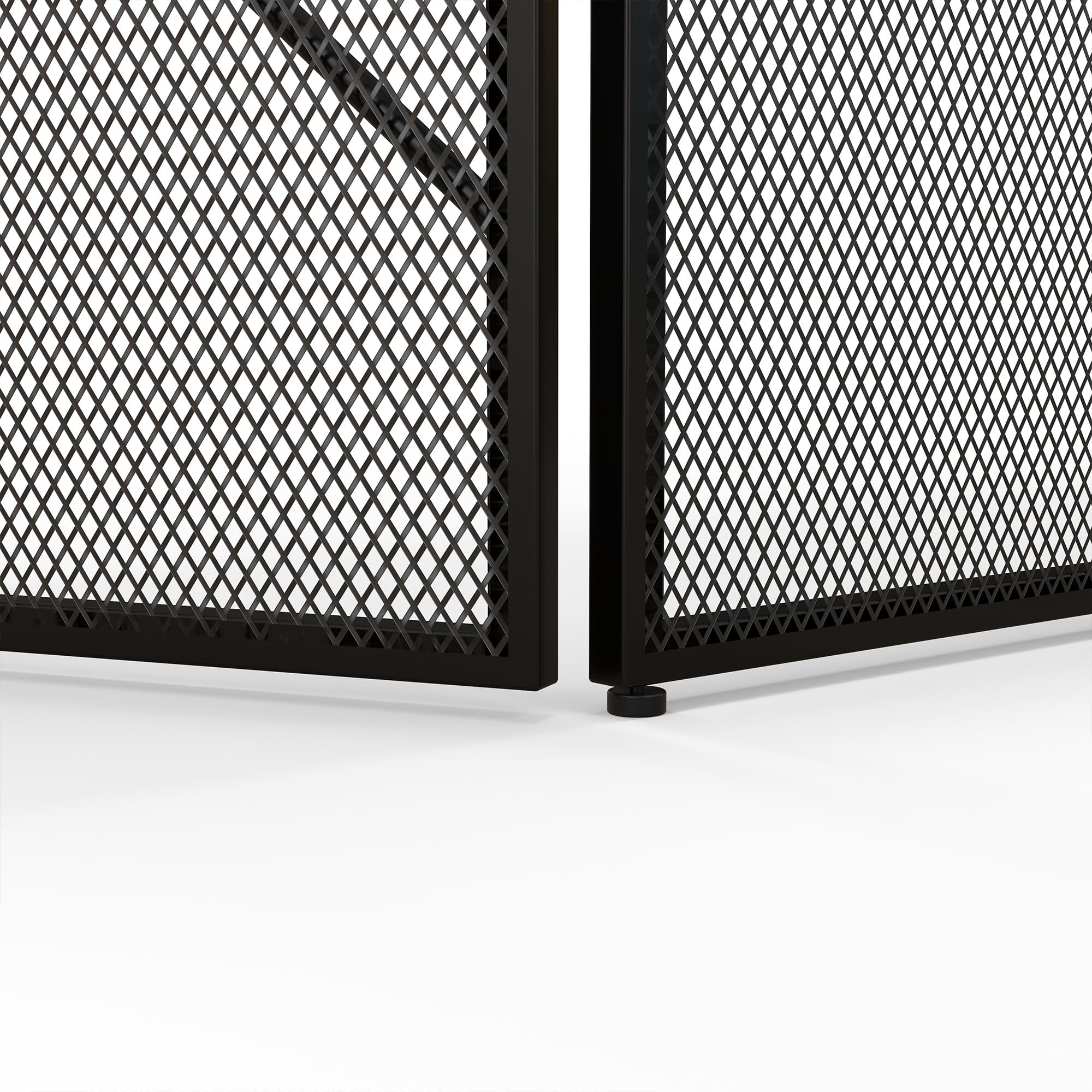 HOMCOM Pare feu cheminée Pliable 3 Panneaux, Pare-étincelles cheminée, Grille de Protection cheminée en Maille d'acier avec décor géométrique et Pieds antidérapants, 135l x 1,2P x 85H cm, Noir