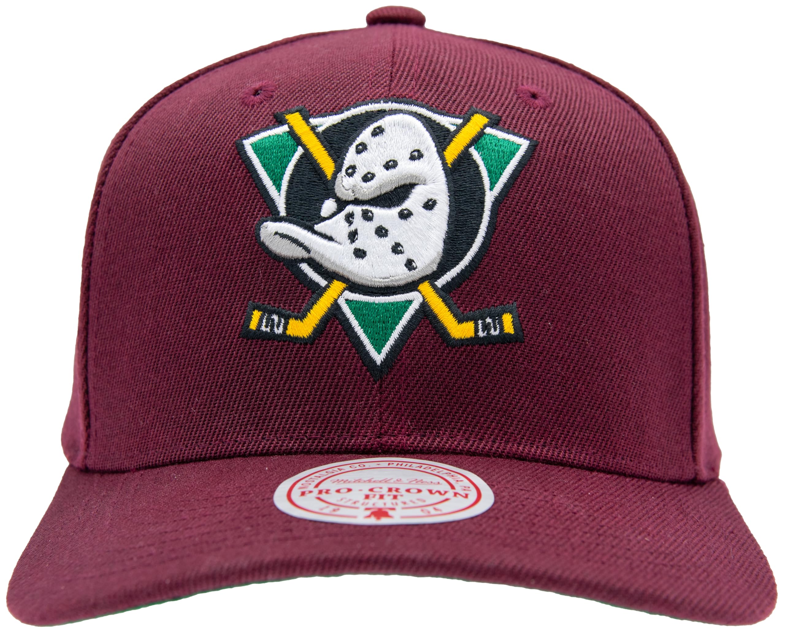 Mitchell & Ness NHL Team Ground 2.0 Pro Gorra de béisbol – Anaheim Ducks, Borgoña, cierre posterior ajustable (tamaño ajustable)