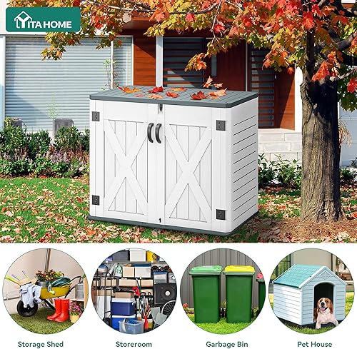 Miniatura 5 de YITAHOME Cobertizo de almacenamiento horizontal para exteriores con puerta con cerradura en forma de X, 35 pies cúbicos, cobertizo de herramientas