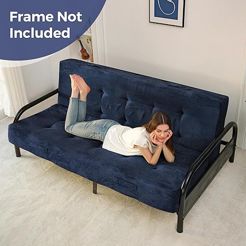 Miniatura 3 de MAXYOYO Colchón tipo futón de 8 pulgadas tamaño matrimonial con asas, sofá cama plegable copetudo (marco no incluido), colchón plegable versátil