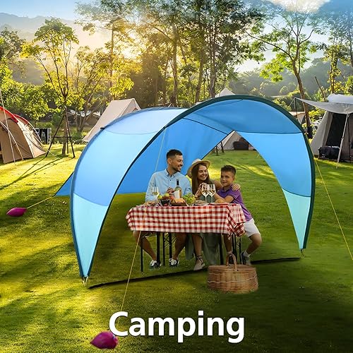 Miniatura 2 de Tienda de campaña de playa de diseño patentado de 10.5 x 11.5 pies, se adapta a 4-6 adultos, cubierta solar arcoíris, sombra al aire libre para