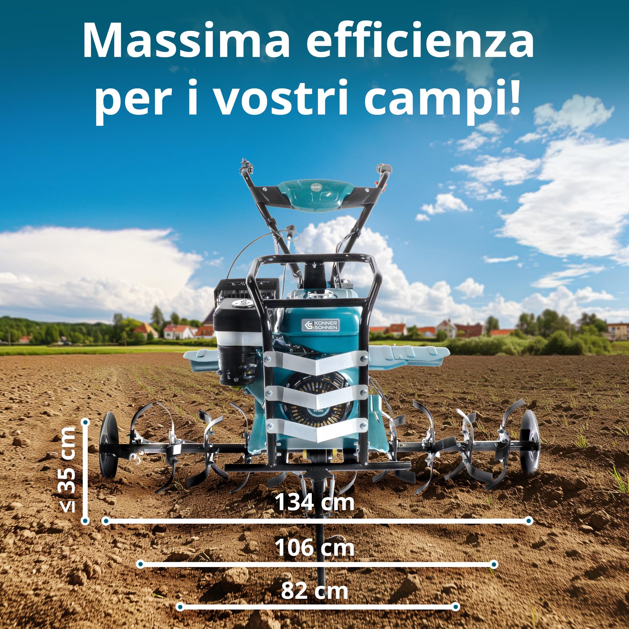 K&S Könner&Söhnen KS 9HP-1350G-3(400) - Zappa a benzina con azionamento diretto, fresa per giardino, fresa a sega forgiata,3 marce in avanti, 1 retromarcia, 9,0 PS