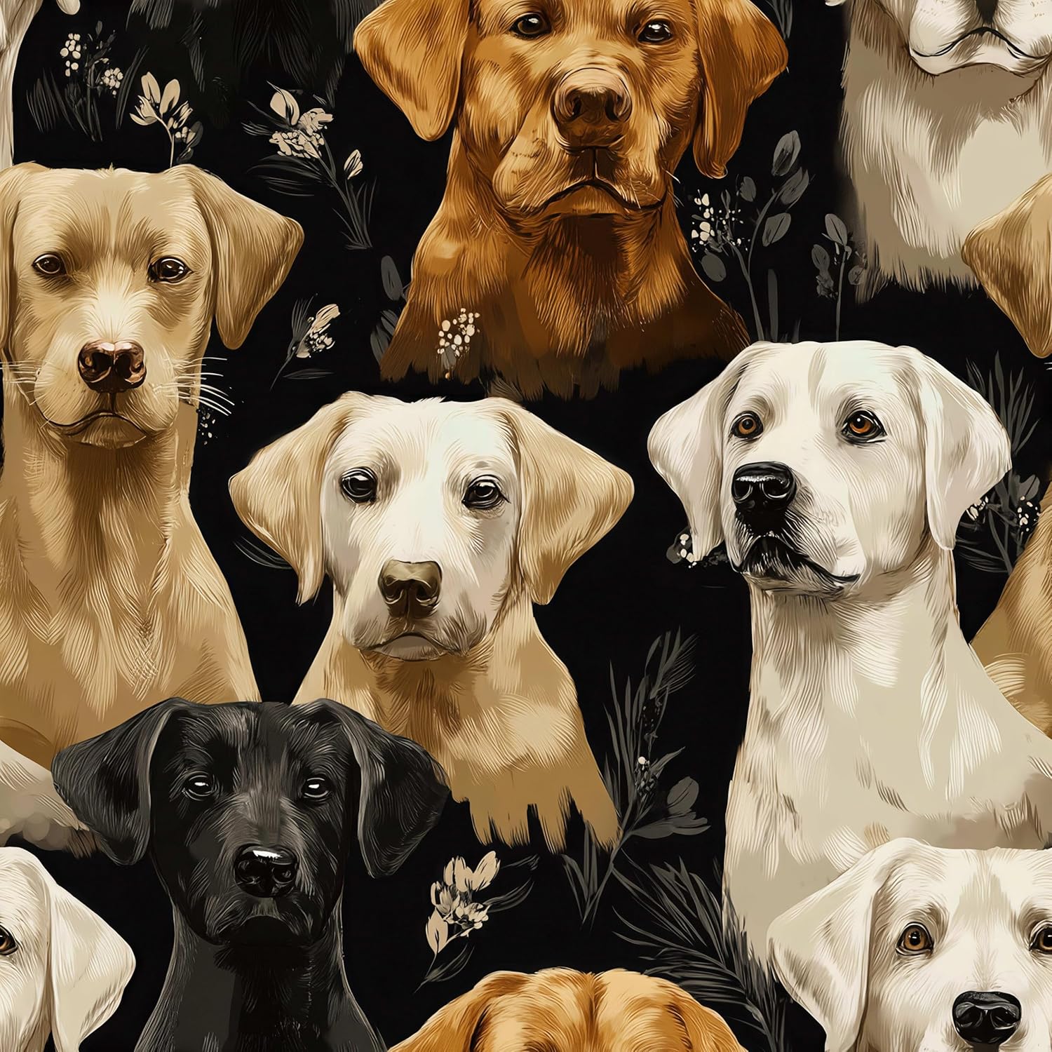Stickorama Vintage Labradors Dog Wallpaper Peel and Stick Self Adhesive 17.72" x 236.2'' Renter Friendly Removable Waterproof Animal Lovers Charming Accent Wall for Bedroom Living Room