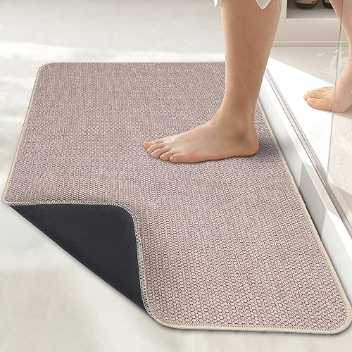 Tapete de baño ultrafino, tapete de baño de goma para baño, de secado rápido, lavable, se ajusta debajo de la puerta, tapetes de baño súper