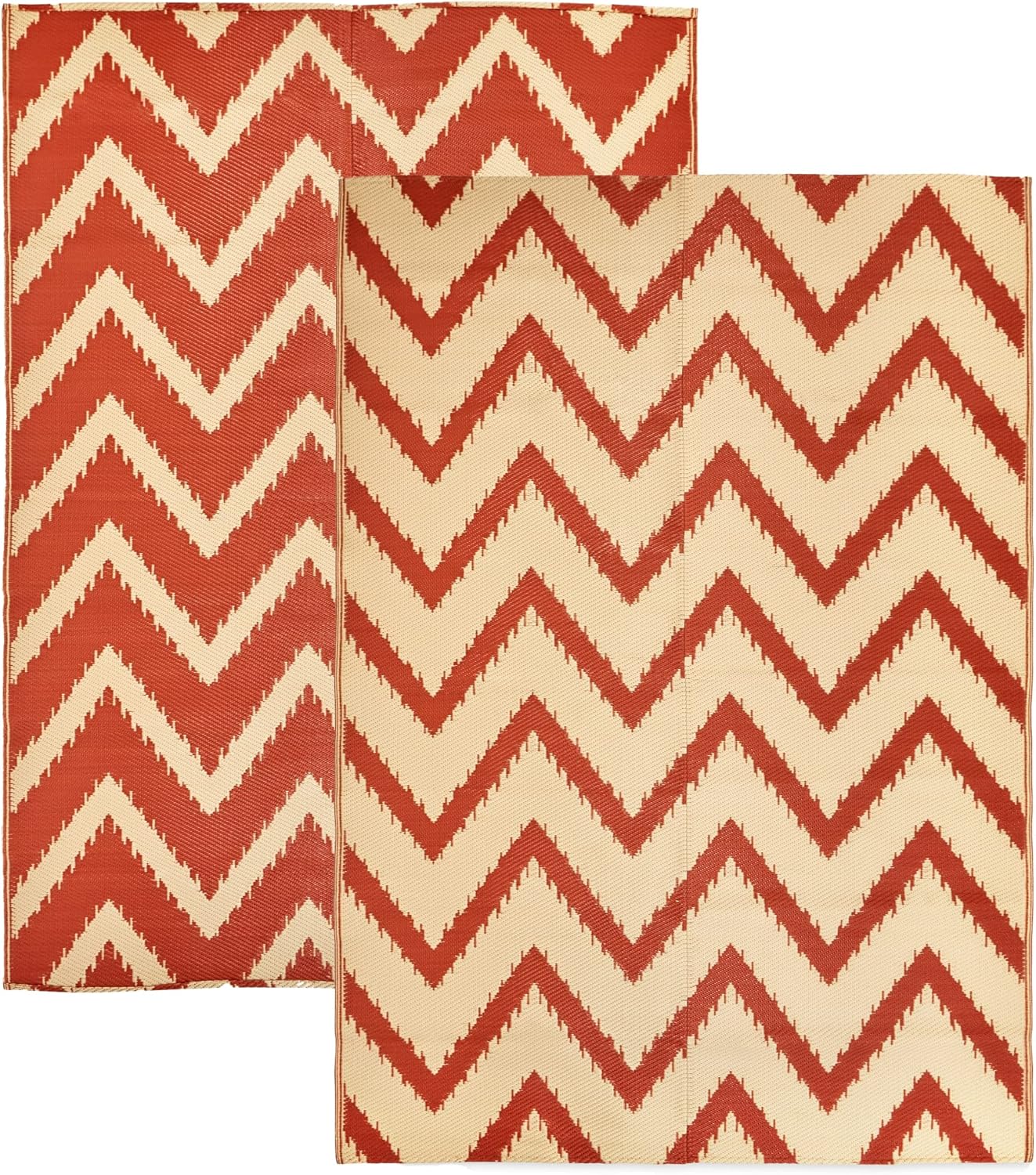 Relsy Outdoor Rug Waterproof Reversible Large Rug 160 x 230cm, Red & Cream – Area Rugs For Garden Outdoor Patio Rug, Camping Mat, Deck, Backyard, Picnic (Red Cream, 160x230cm)