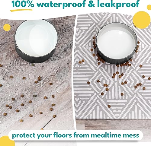 Miniatura 75 de NALALAS Tapete grande para alimentos y agua, tapete de alimentación para gatos Tapete grande impermeable para perros Tapete antideslizante