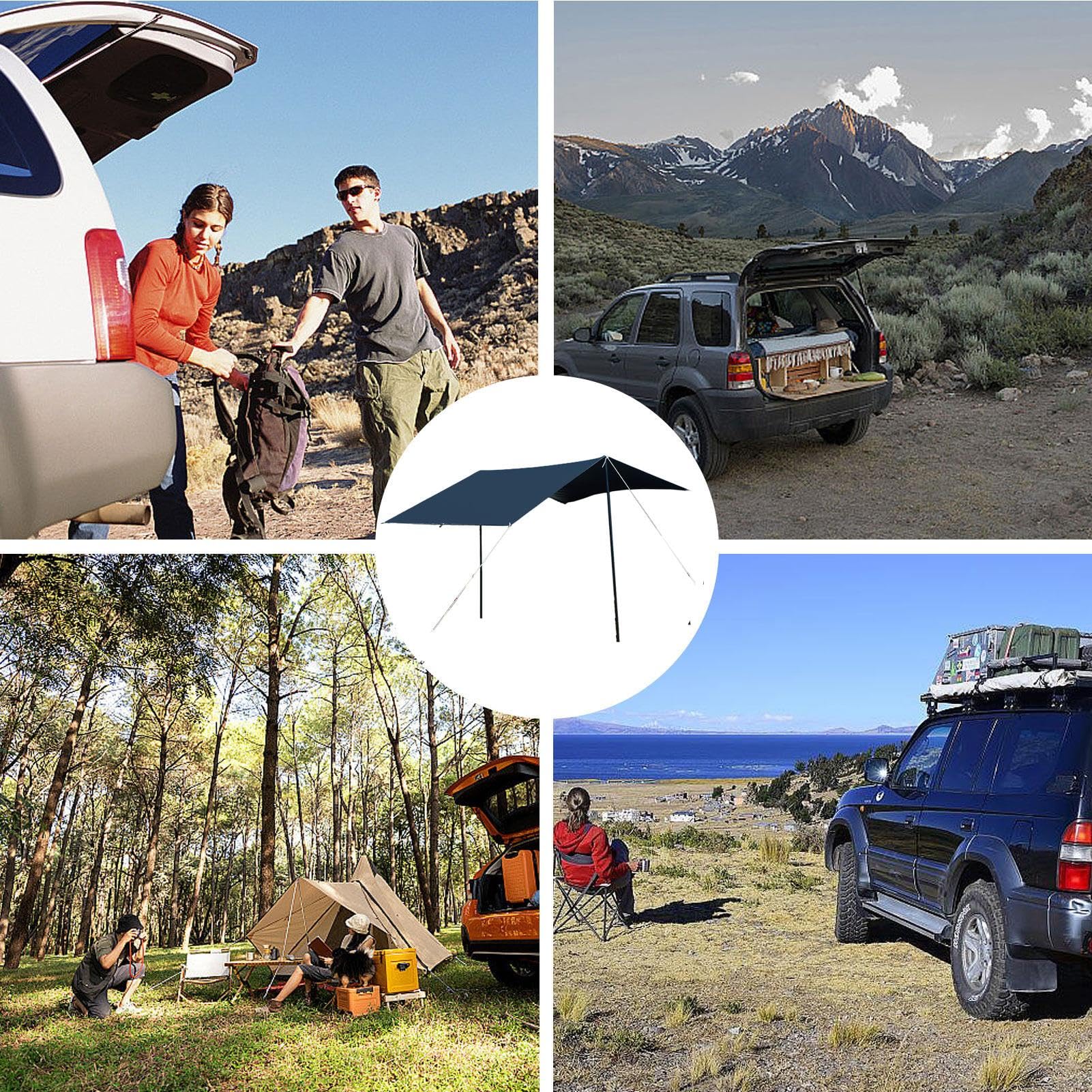 Tettuccio Da Campeggio Per Auto Leggera, Portatile, Struttura Robusta | Portellone Pensilina Ombreggiante SUV Per Campeggio Picnic Weekend Famiglia Attività Outdoor Viaggi Spiaggia
