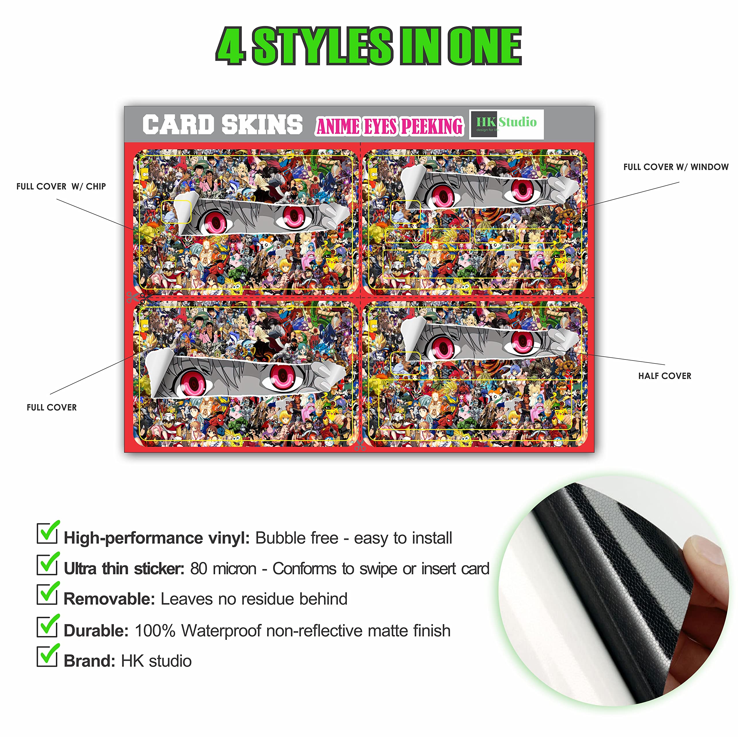 Amazon.com: HK Studio Card Sticker with Anime Eyes | Vinyl Sticker for  Transportation, Key Card, Debit Card, Credit Card Skin | Covering  Personalizing Bank Card | No Bubble, Slim, Waterproof Card Cover :