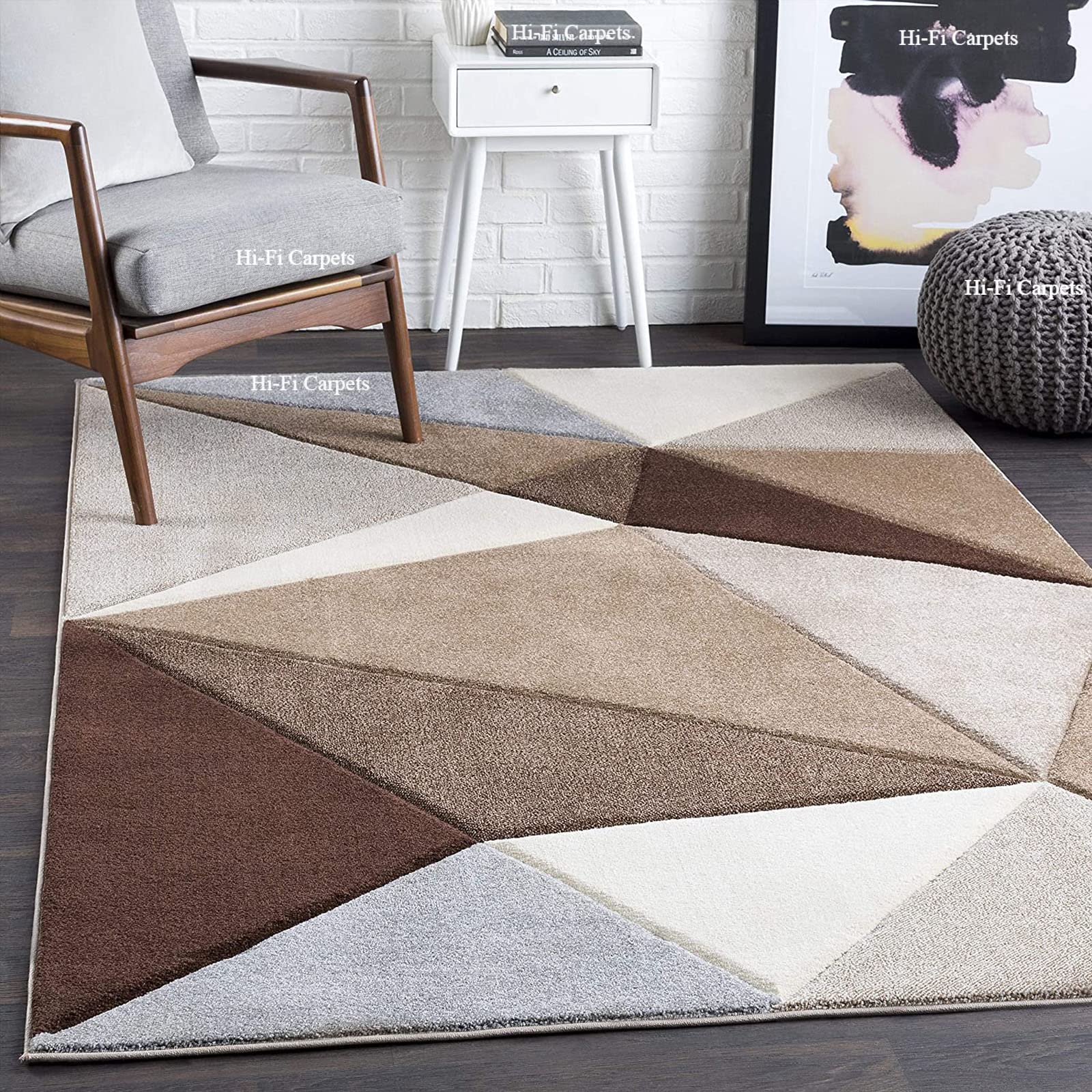 Hi-Fi Carpets Embossed Handmade Tuffted Pure Woollen Thick Geometrical Rectangular (Carpets) Area Rugs For Living Room, Bedroom, Hall, Size 5X7 Feet (150X210 Cm) Brown Multi (B09Y4HGJ8C) Amazon Price History, Amazon Price Tracker