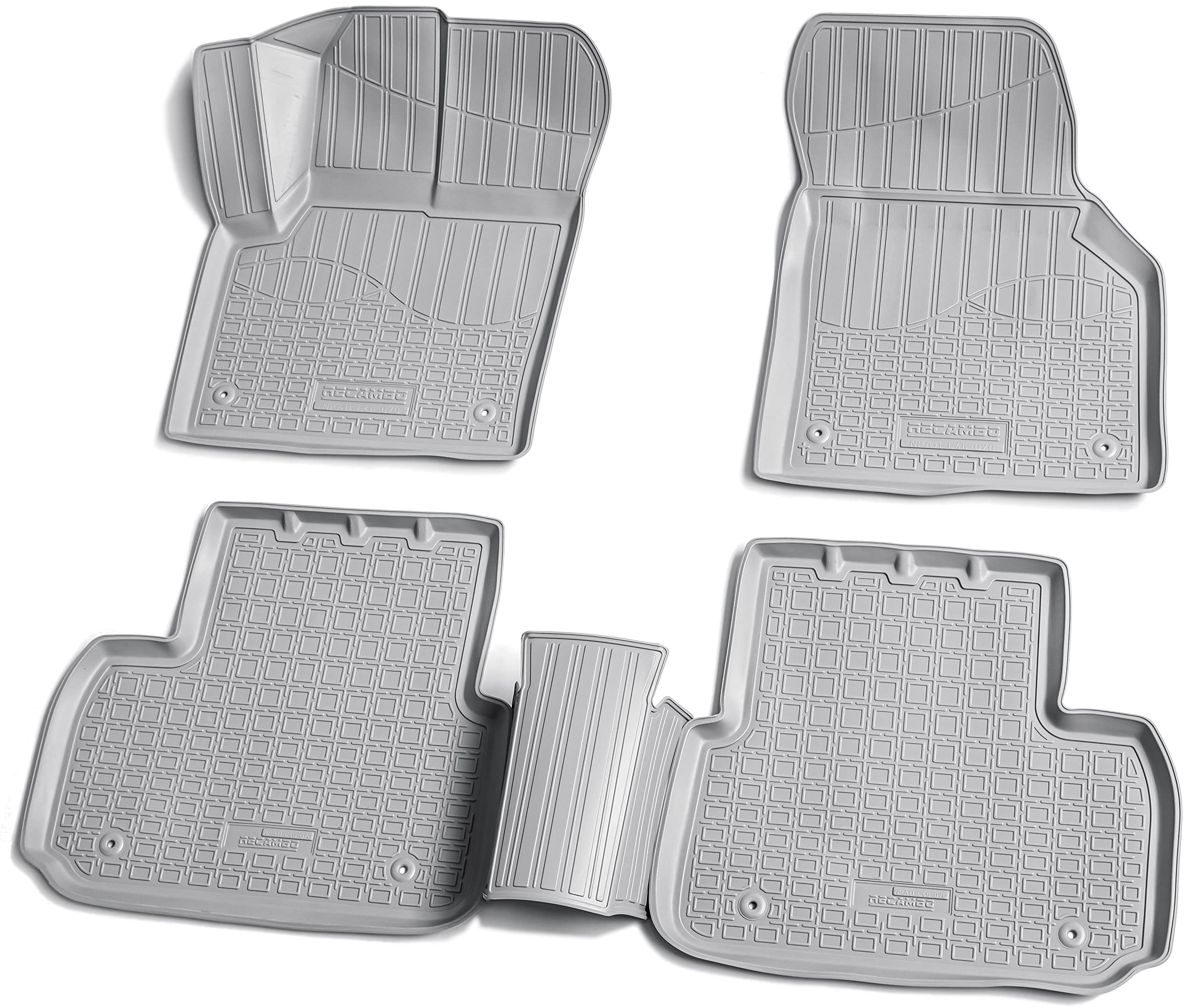 Recambo Tappetini in gomma 3D compatibili con Land Rover Discovery Sport L550 | dal 2014 > | Tappetini in gomma | su misura | con bordo | grigio