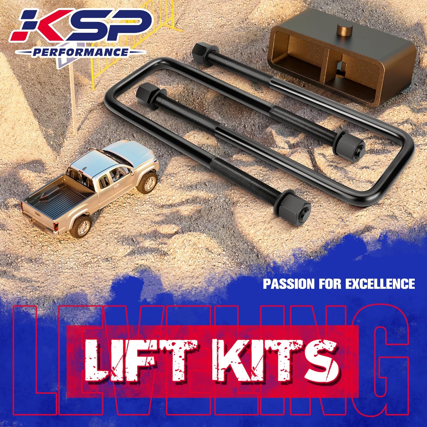 KSP 2" Rear Lift Kits for 2011+ Silverado Sierra 2500HD Only, 2inch Lift Block with Upgrade Square U-Bolts for 2011-2024 Chevy Silverado GMC Sierra 2500HD 2WD 4WD